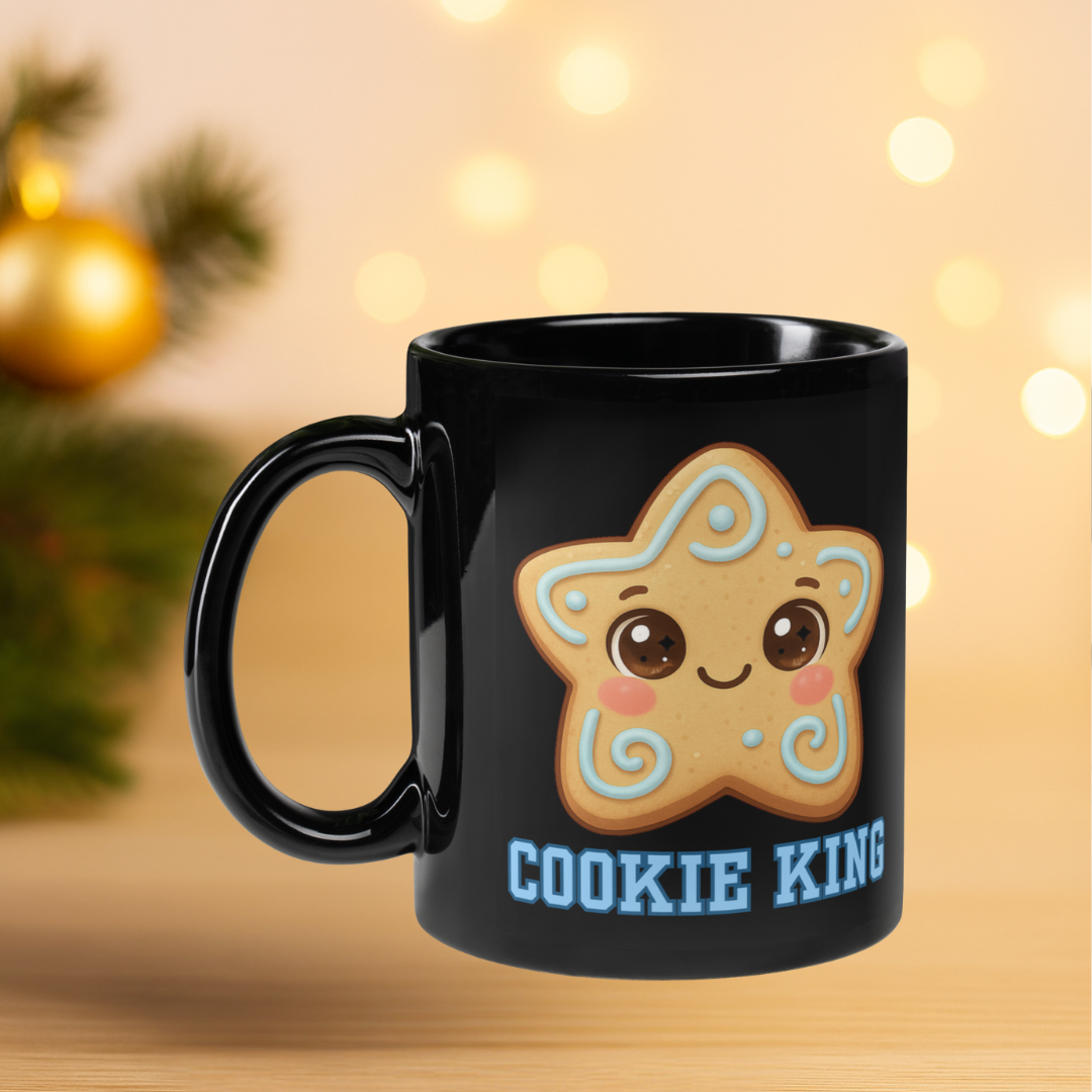 "Cookie King" | Black Glossy Mug