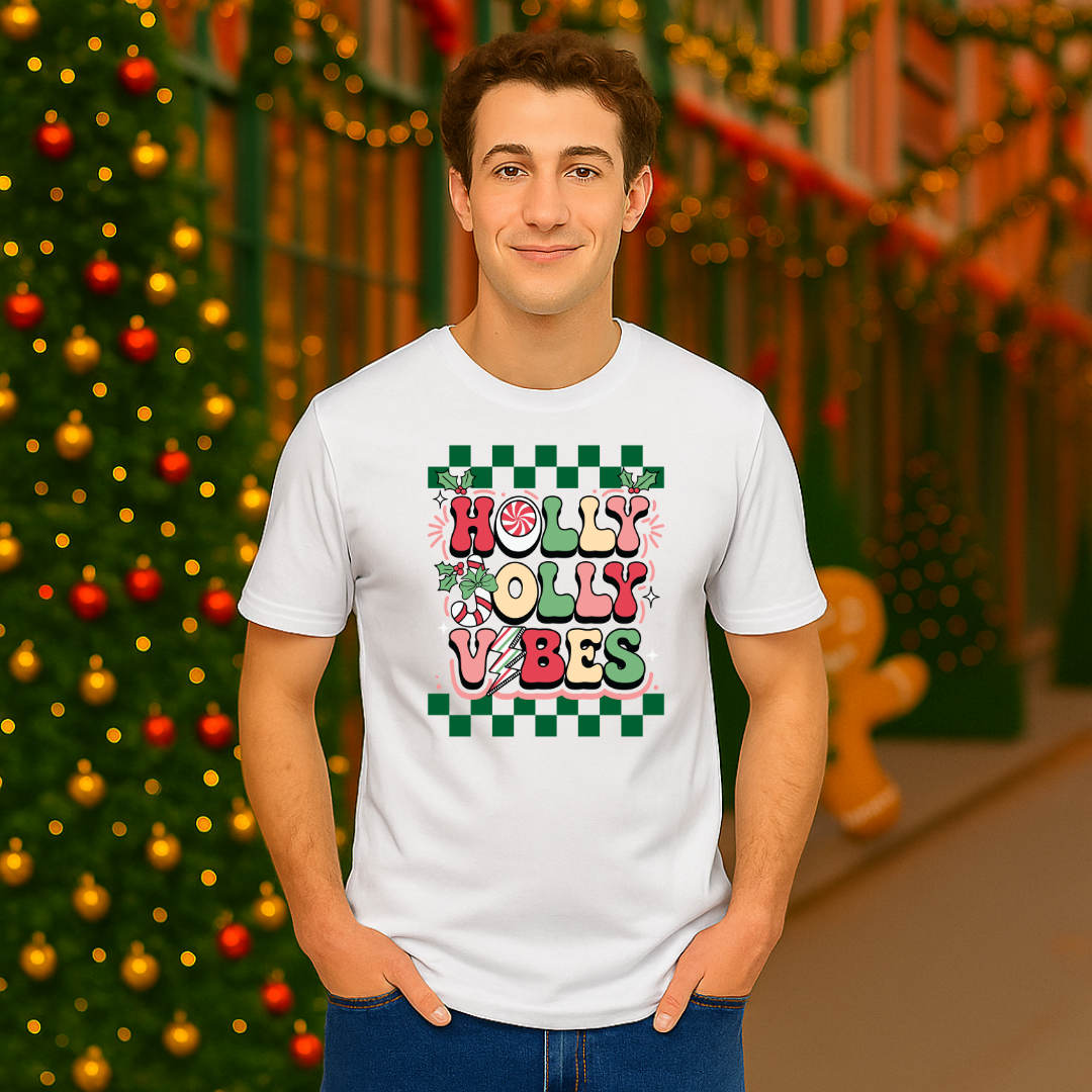 "Holly Jolly Vibes"- Black | Adults t-shirt