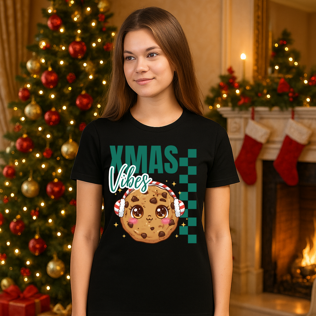 Xmas Vibes Cookie – Green | Youth Short Sleeve T-Shirt | – RB Designa Co