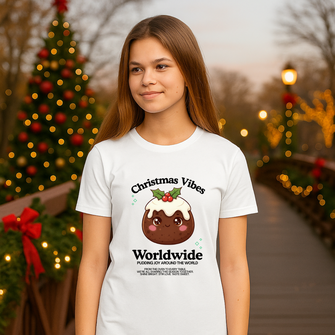 "Christmas Vibes Worldwide..."- Black | Youth Short Sleeve T-Shirt | – RB Designa Co
