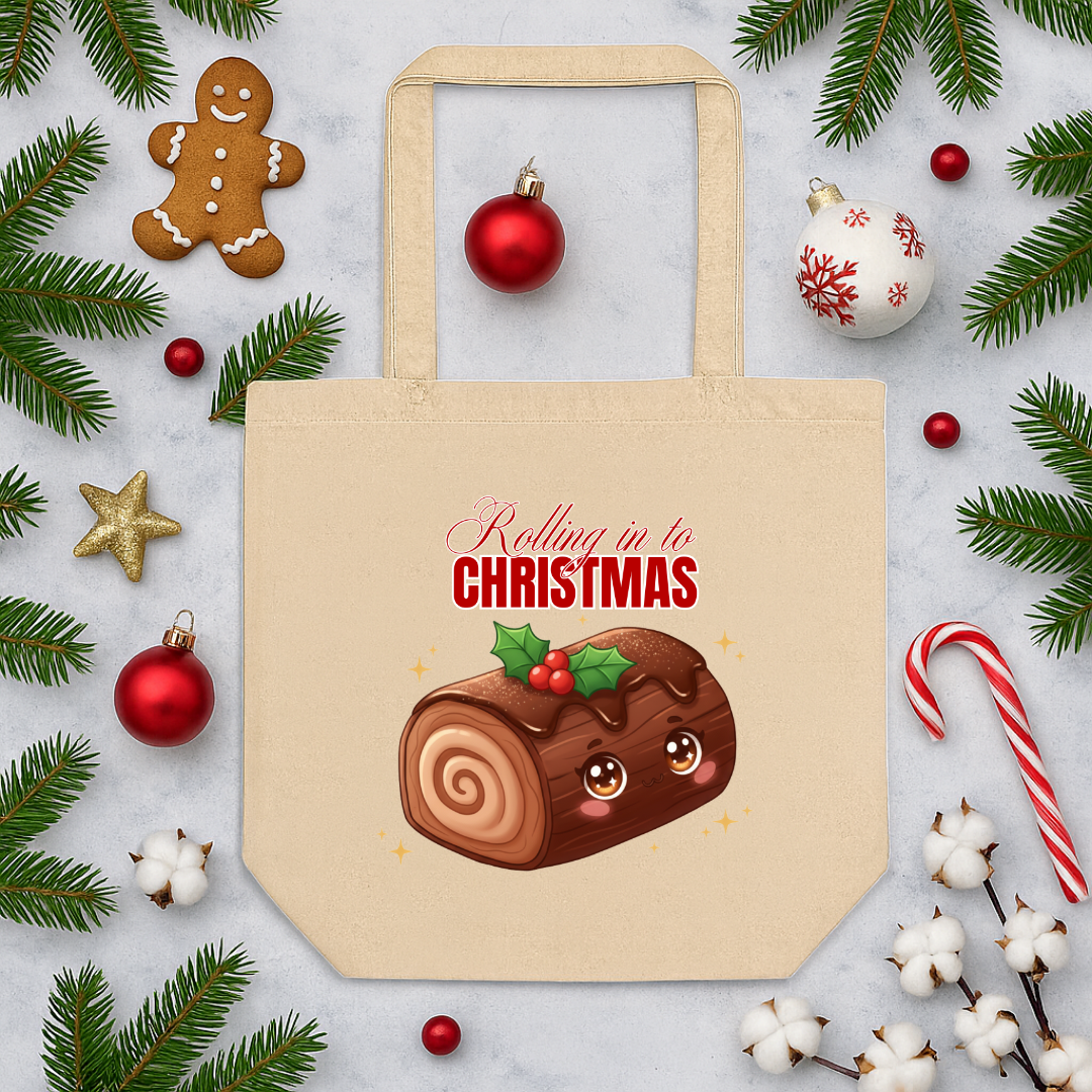 "Rolling in to Christmas"- Black | Eco Tote Bag