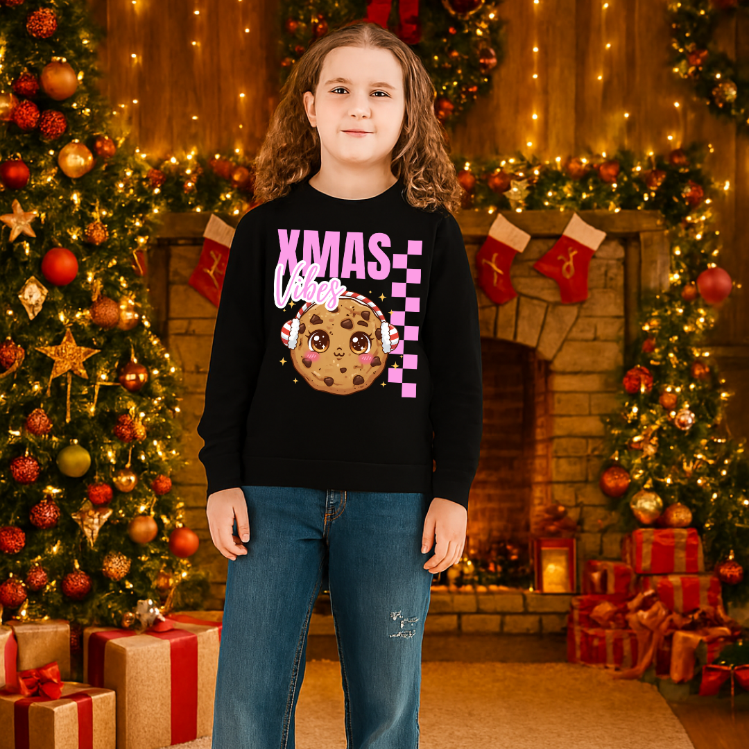 "Xmas Vibes"- Pink | Youth Sweatshirt