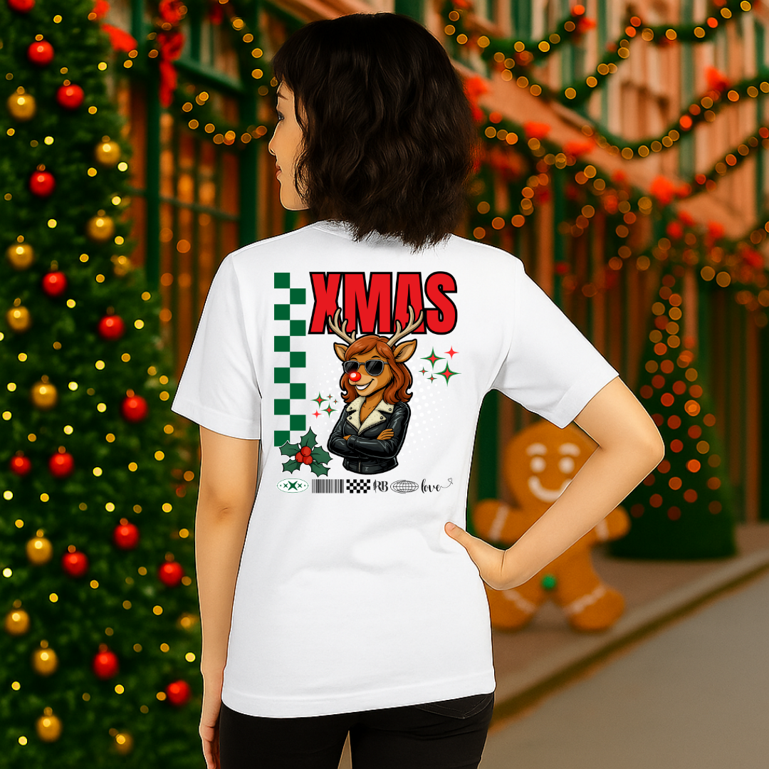 "Xmas Female Reindeer"- Black | Adults t-shirt | – RB Designa Co