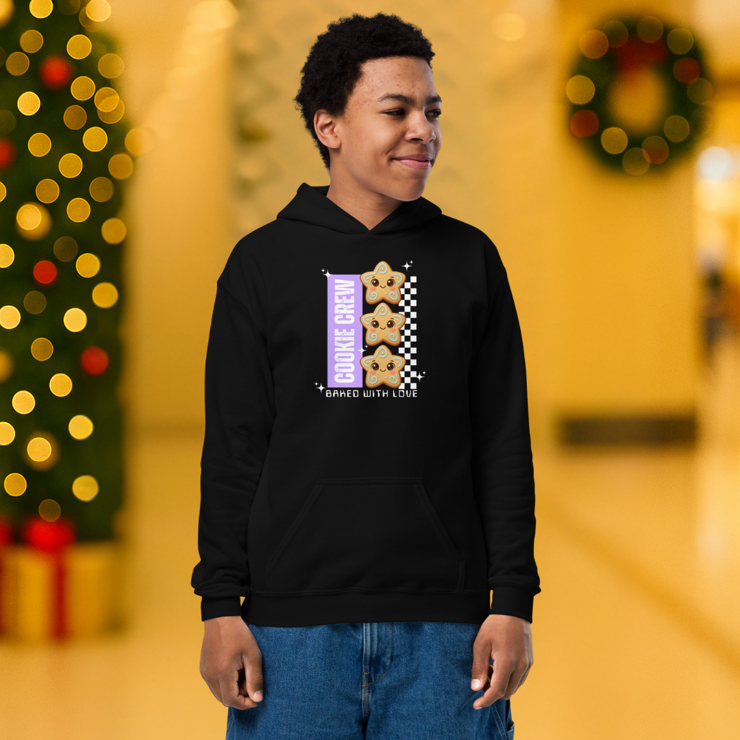 "Cookie Crew, Baked With Love"- Black in Purple | Youth Hoodie