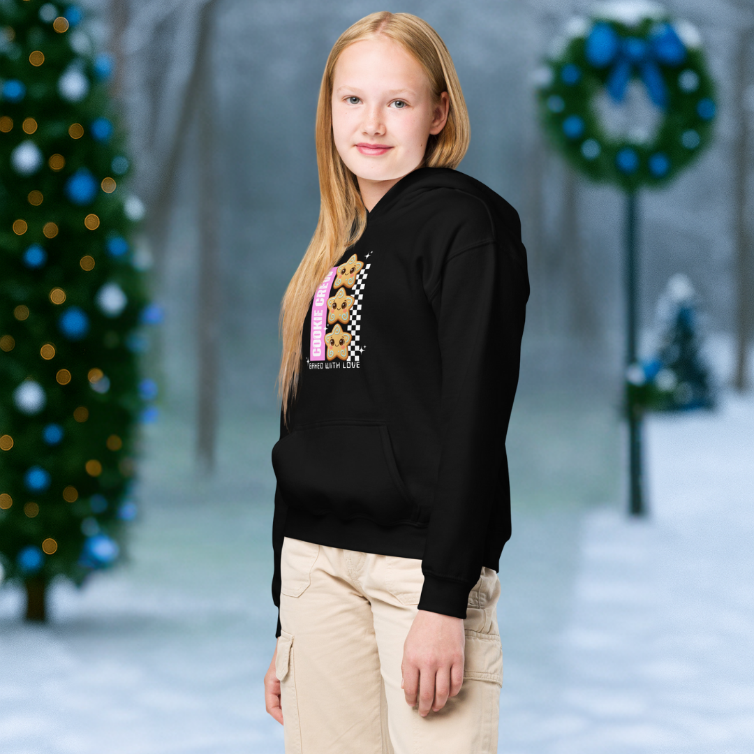 "Cookie Crew, Baked With Love"- Black in Pink | Youth Hoodie