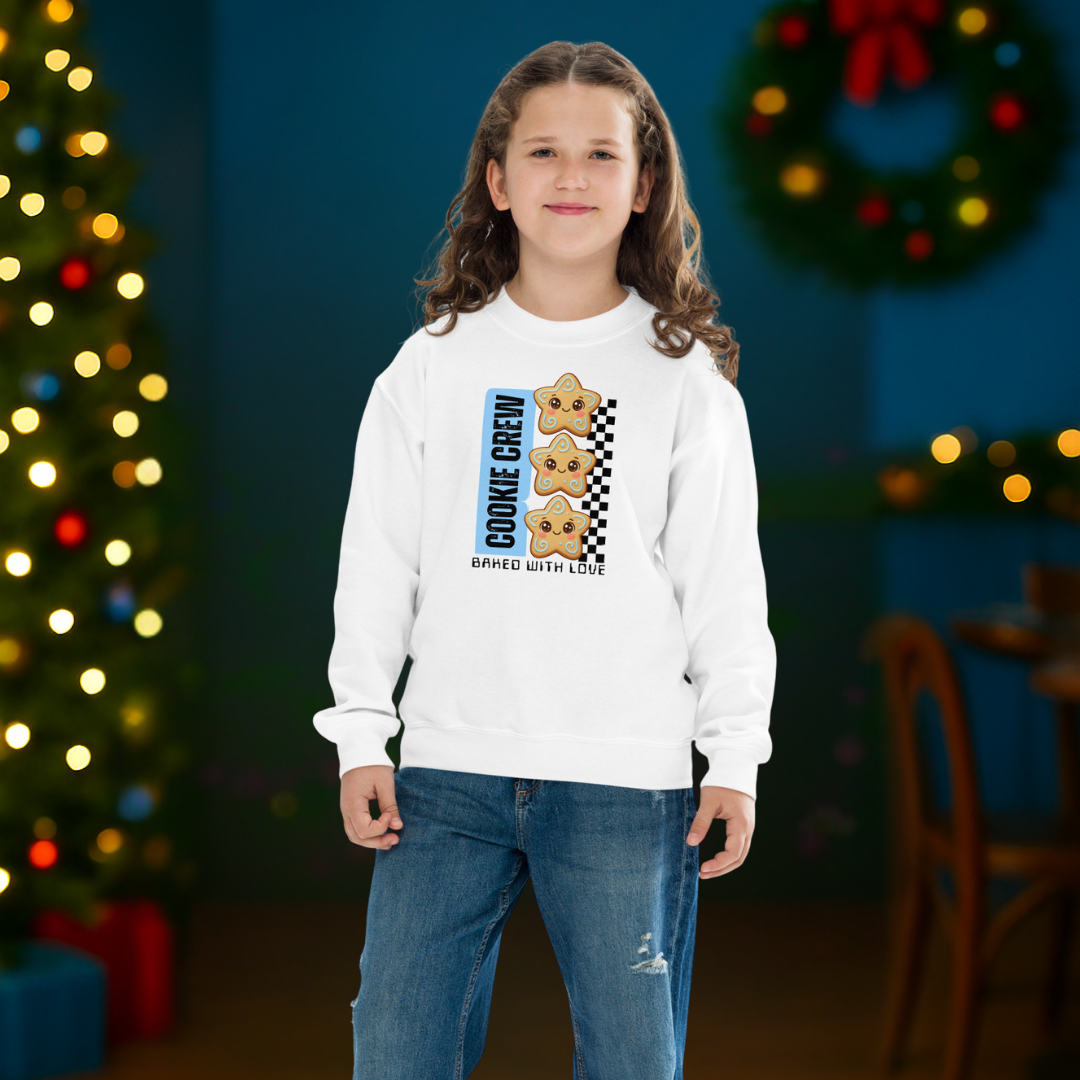 "Cookie Crew, Baked With Love"- Blue in Black | Youth Sweatshirt
