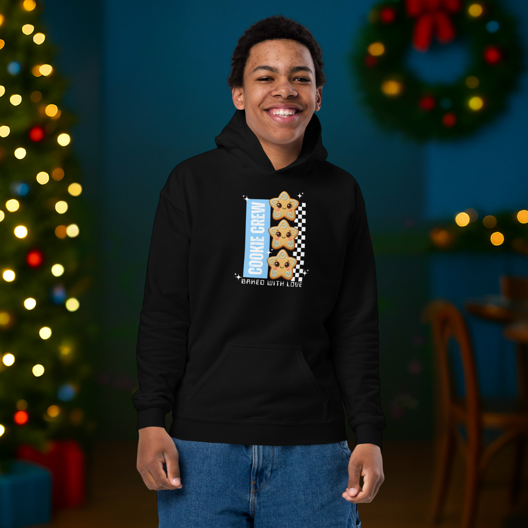 "Cookie Crew, Baked With Love"- Blue in Black | Youth Hoodie