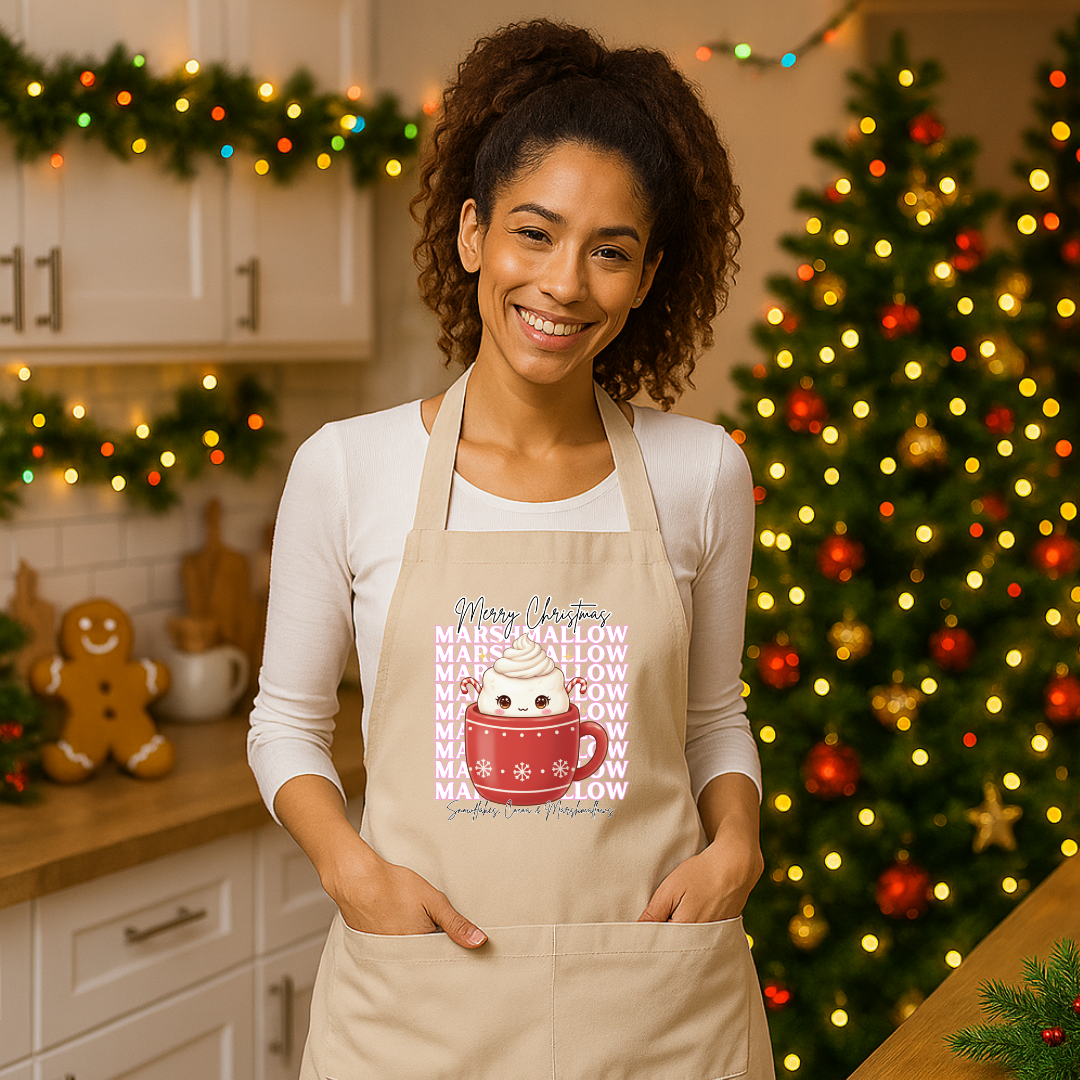 "Marshmallow, Merry Christmas..." | Organic cotton apron | – RB Designa Co