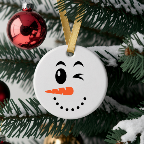 Winking Snowman Face Kids & Babies Ornament