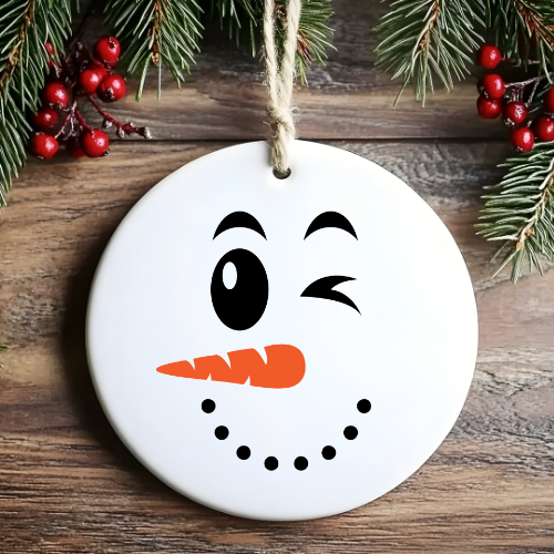 Winking Snowman Face Kids & Babies Ornament