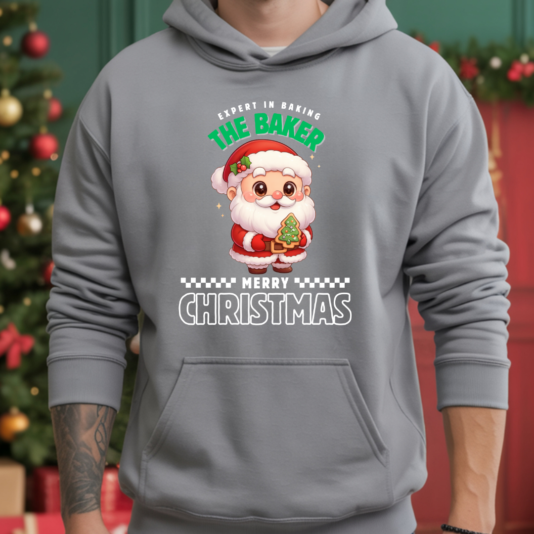Expert in Baking: The Santa Baker- White and Green | Youth Hoodie