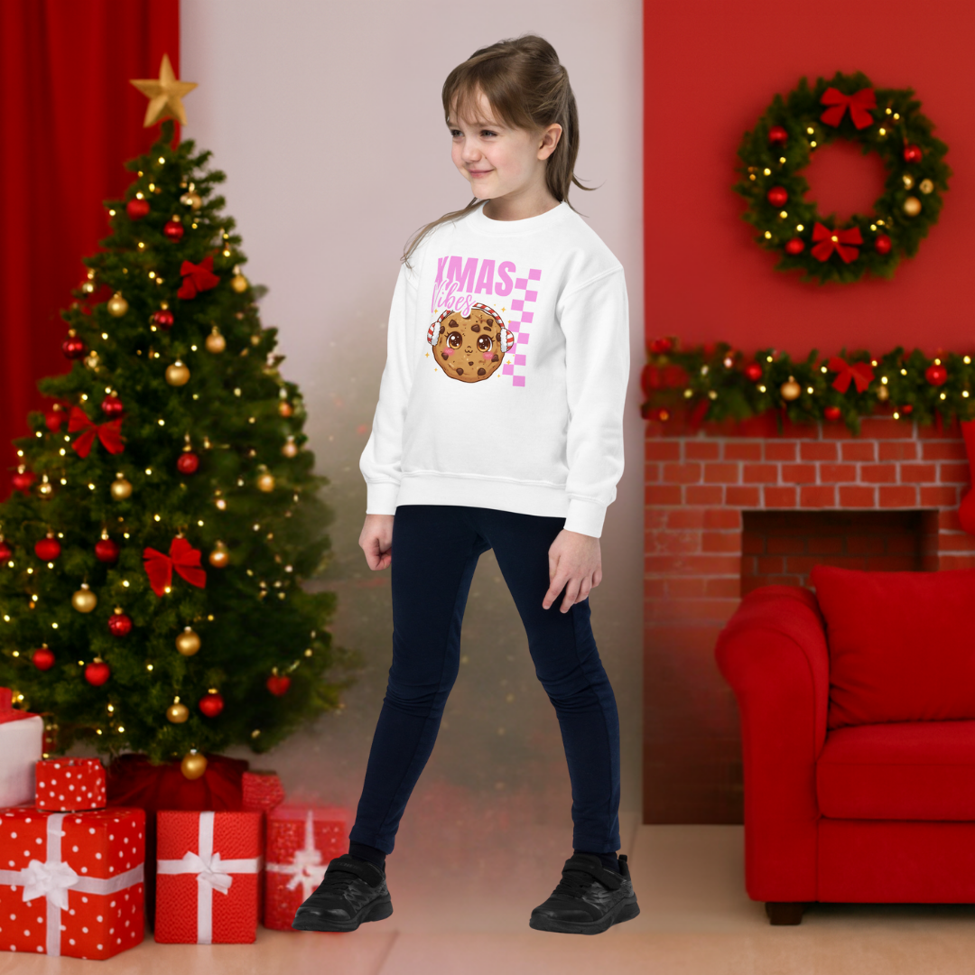 "Xmas Vibes"- Pink | Youth Sweatshirt