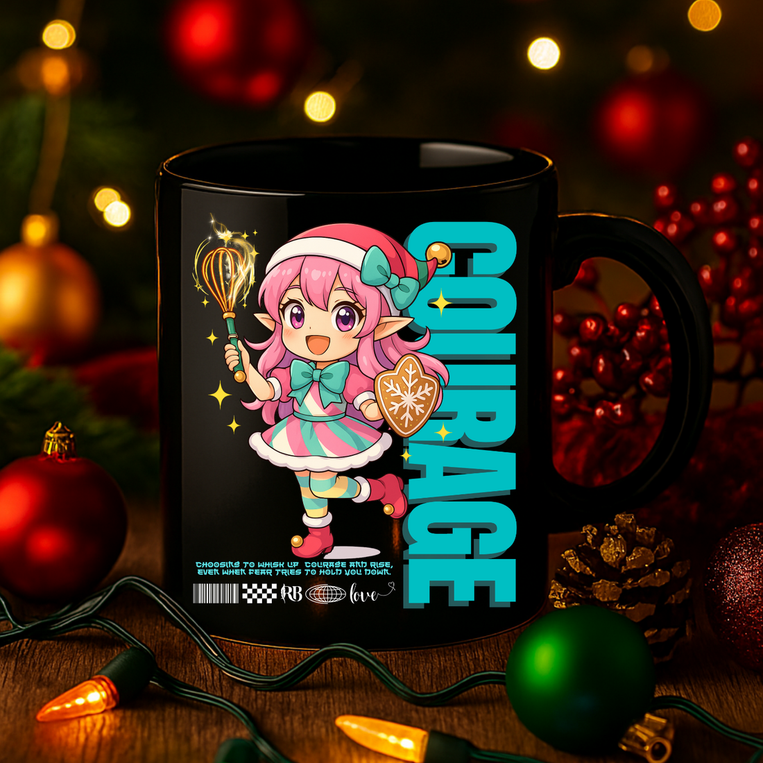 "Courage" | Black Glossy Mug