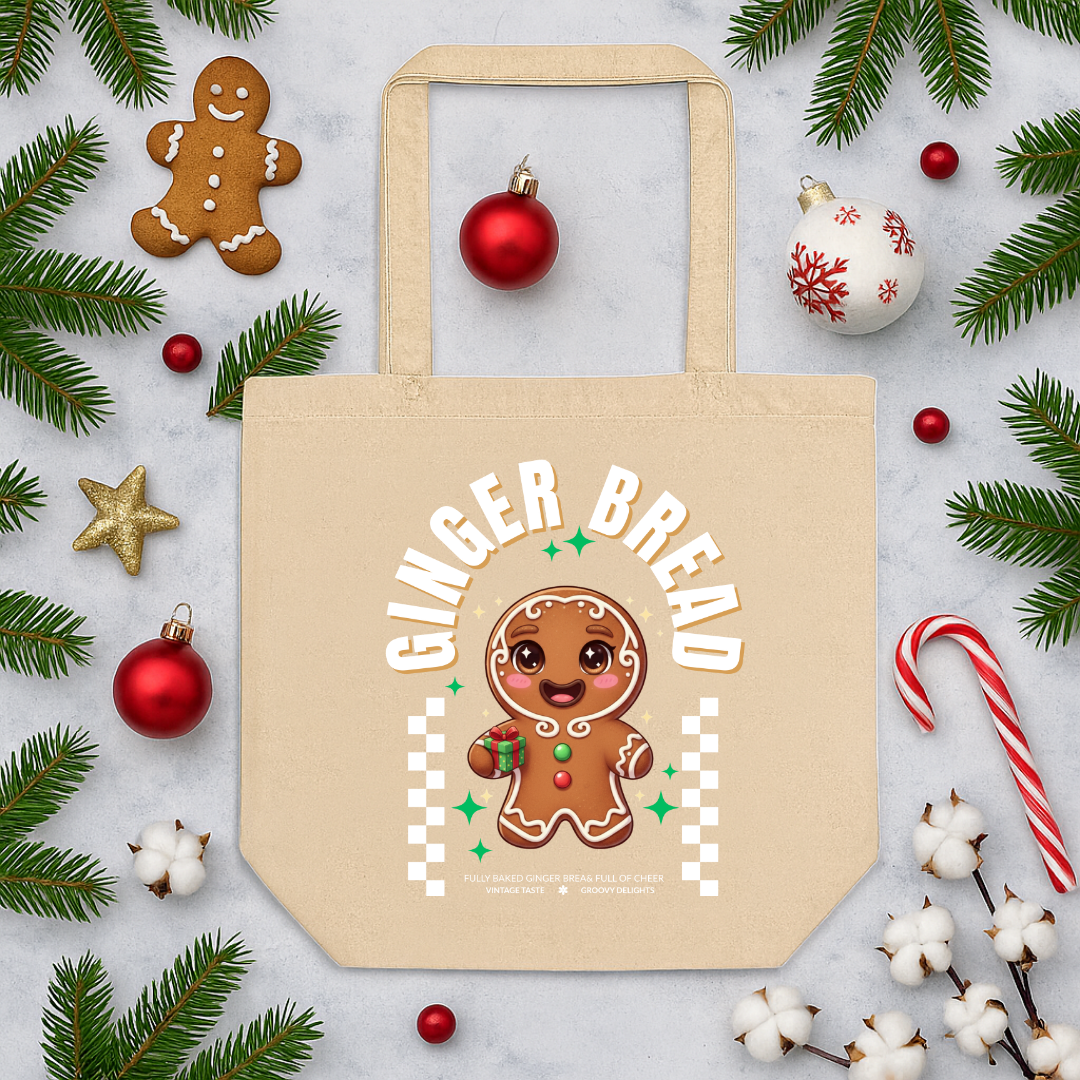 Gingerbread Joy – White | Eco Tote Bag
