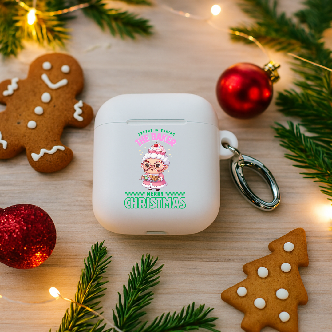 Expert in Baking: The Grandma Baker- Green and Pink | Rubber Case for AirPods | – RB Designa Co
