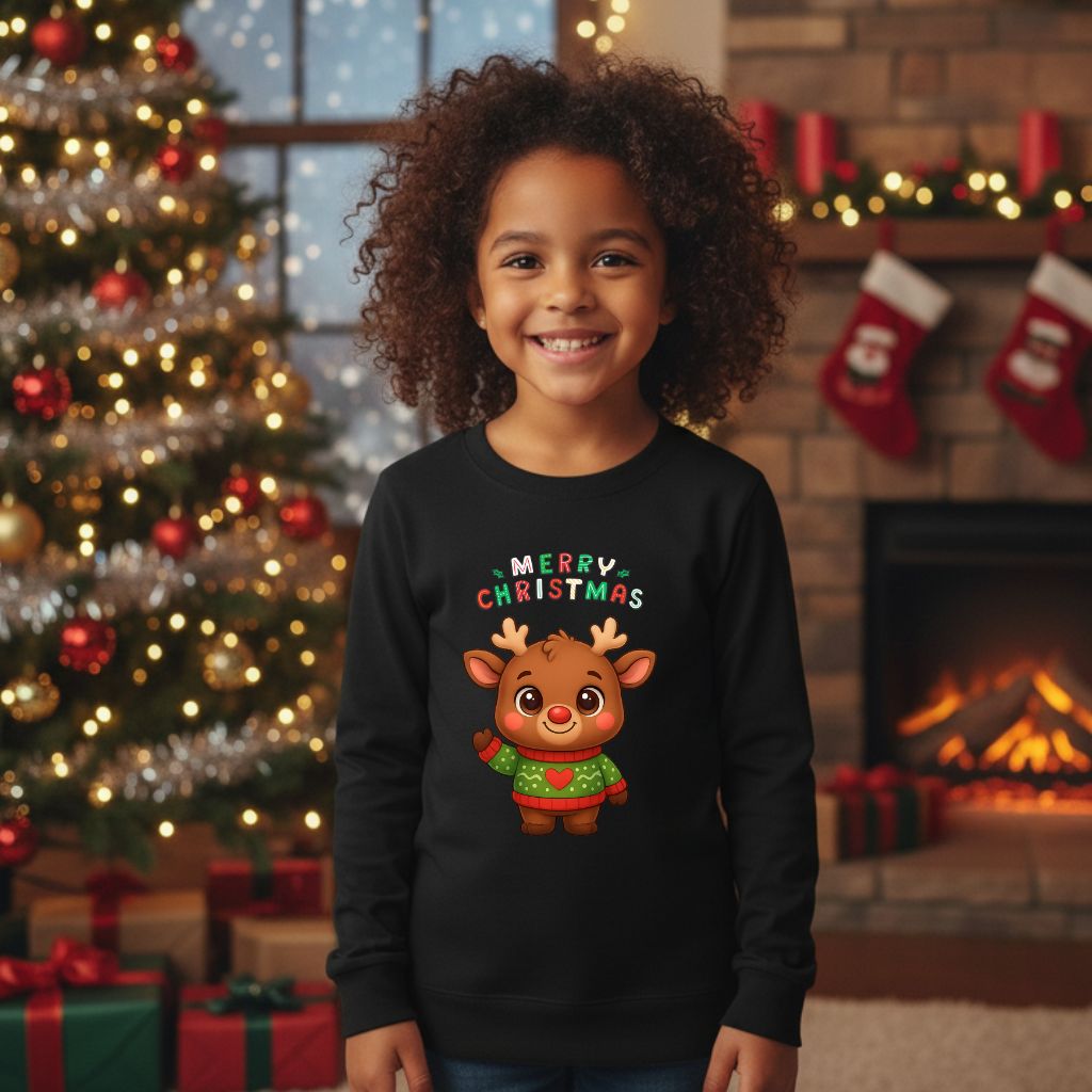 Reindeer With Antlers Kids & Babies Sweatshirt