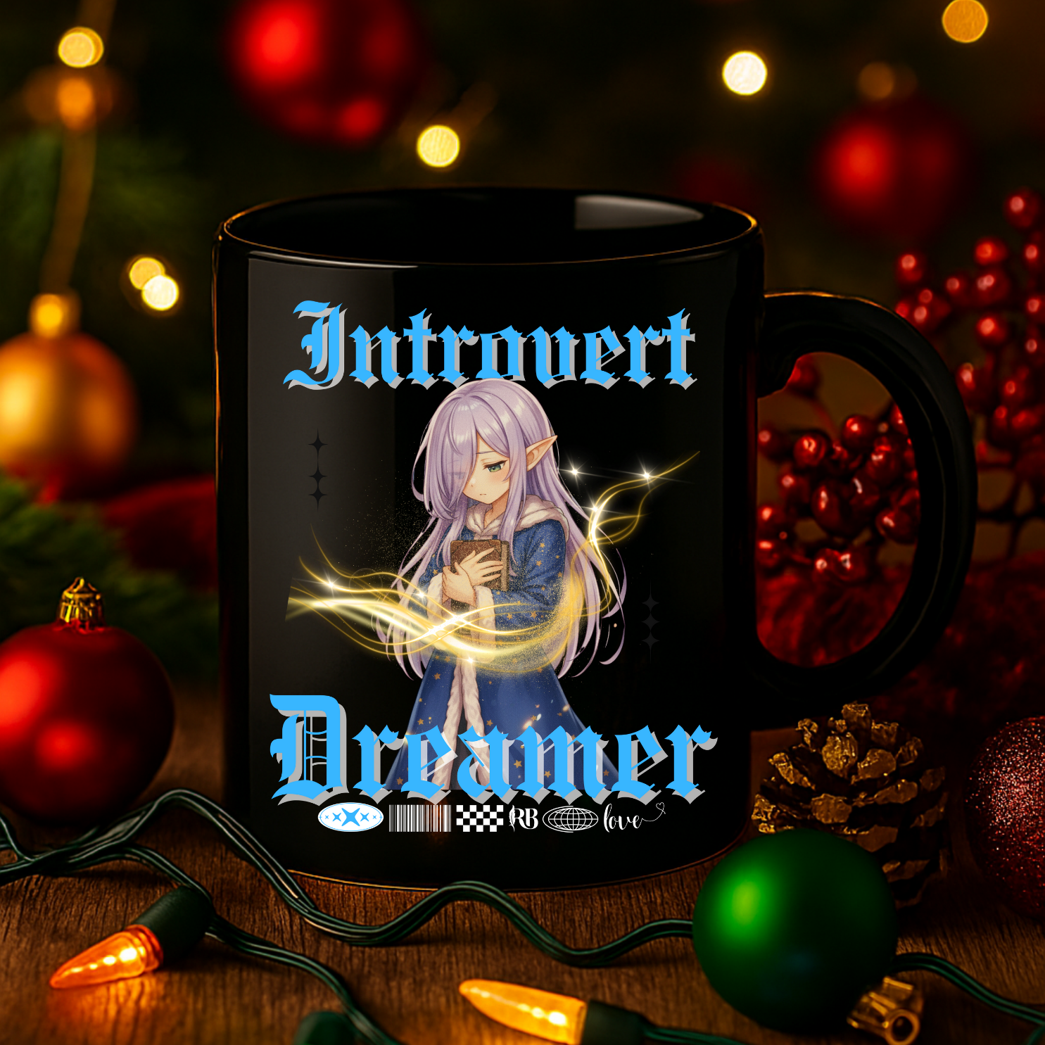 "Introvert Dreamer" | Black Glossy Mug