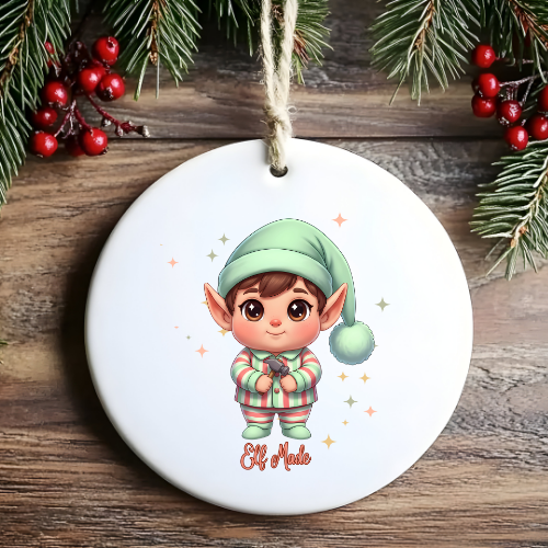 Cute Elf Green Hat Kids & Babies Ornament
