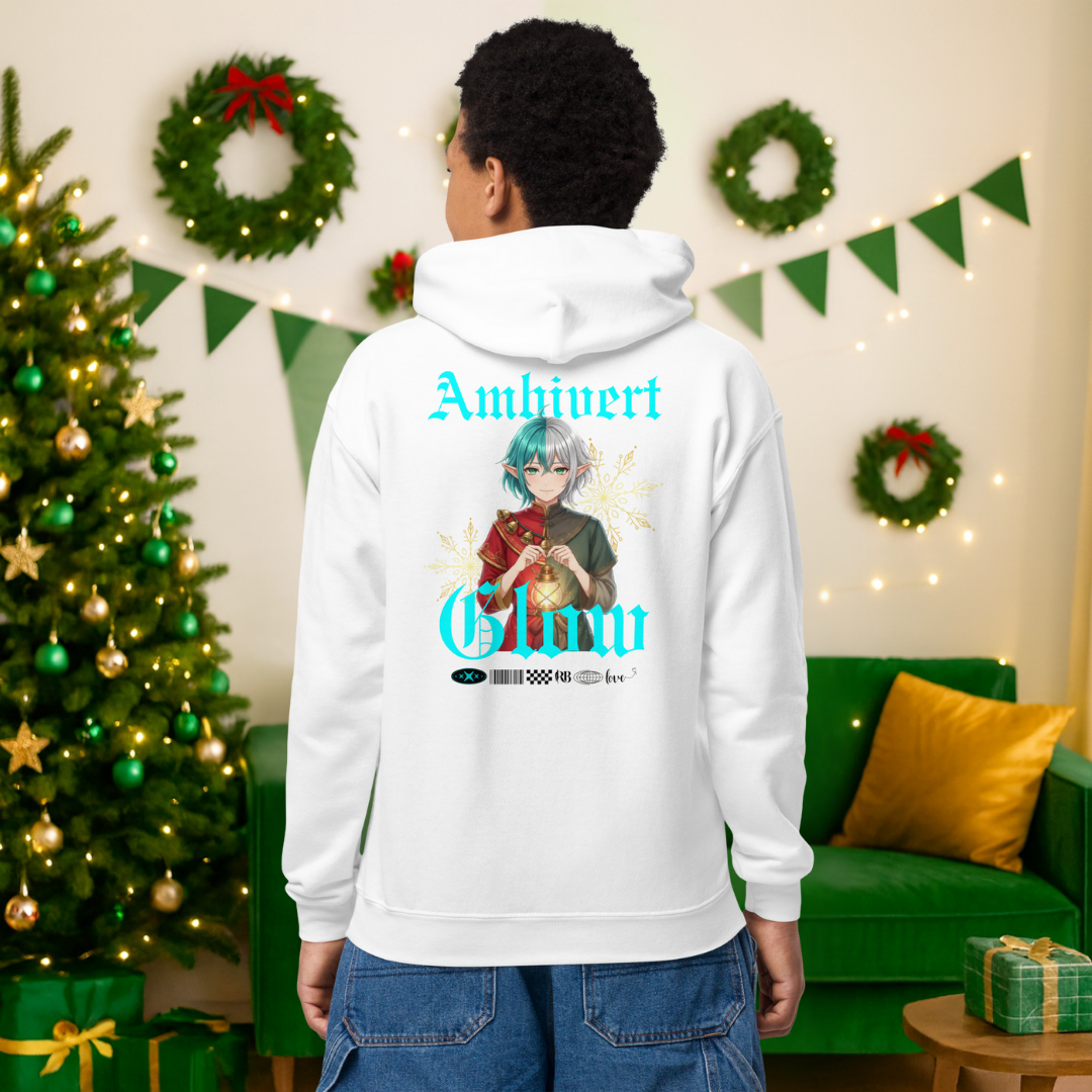 "Ambivert Glow"- Black | Youth Hoodie