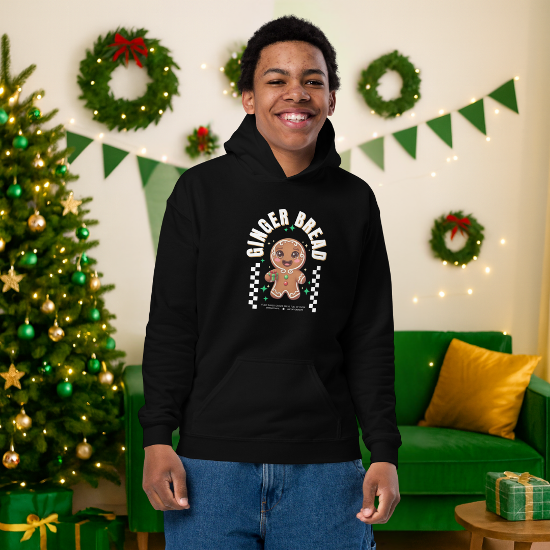 Gingerbread Joy– White | Youth Hoodie