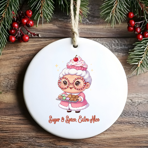 Chibi Mrs. Claus Pink Kids & Babies Ornament