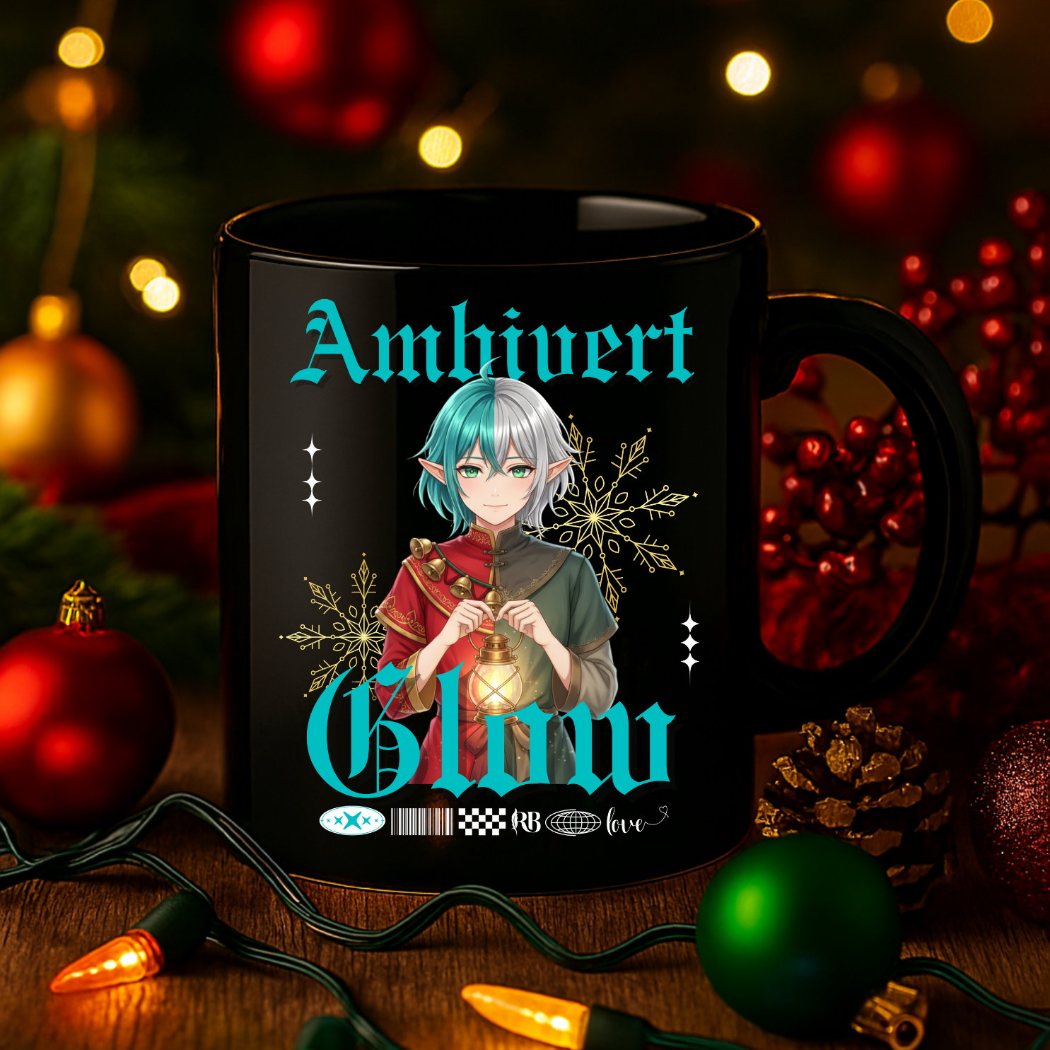 "Ambivert Glow" | Black Glossy Mug