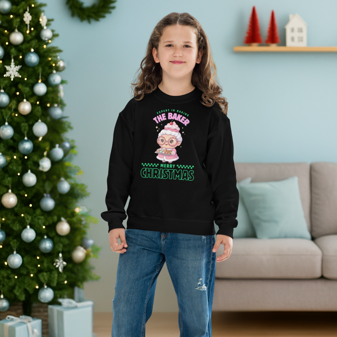 Expert in Baking: The Grandma Baker- Green and Pink | Youth Sweatshirt