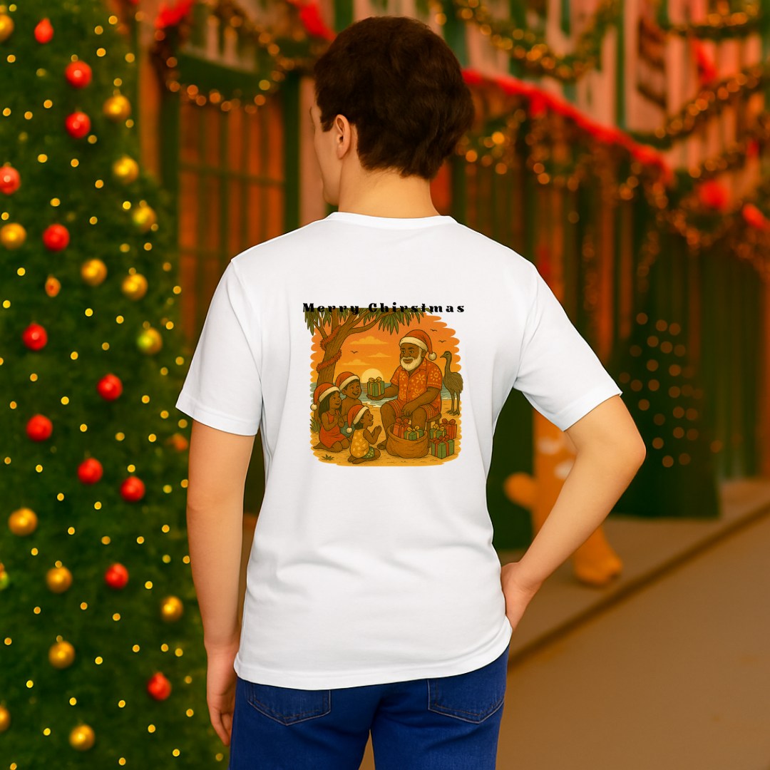 "Merry Christmas" Santa and Children in the Outback | Adults t-shirt | – RB Designa Co