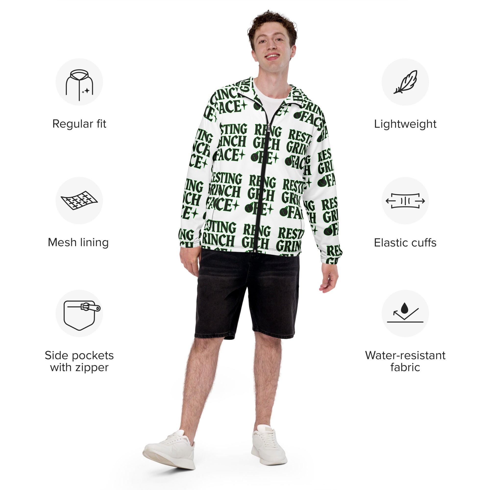 Resting Grinch Face Goth Teen Windbreaker | – RB Designa Co