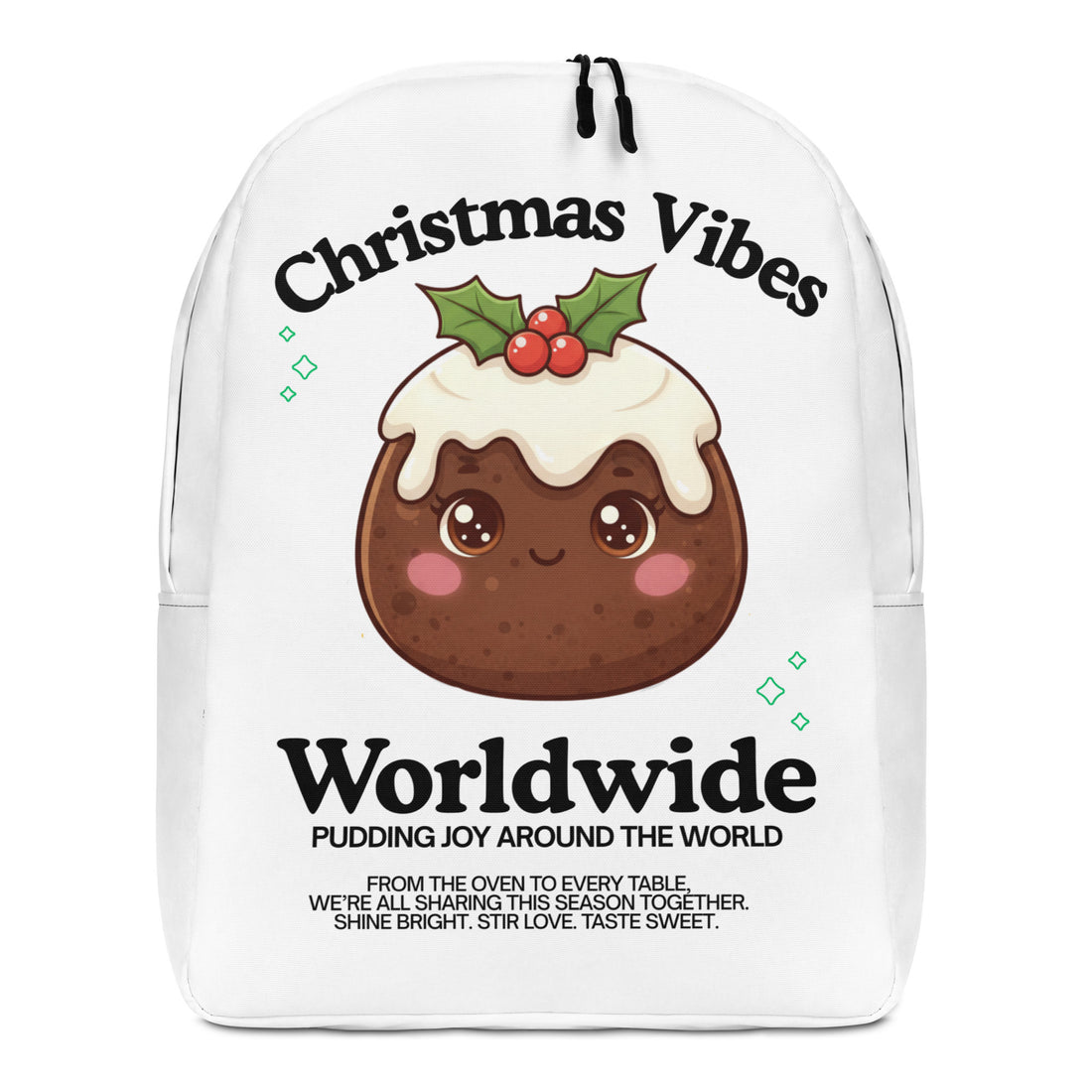 "Christmas Vibes Worldwide..."- Black | Minimalist Backpack | – RB Designa Co