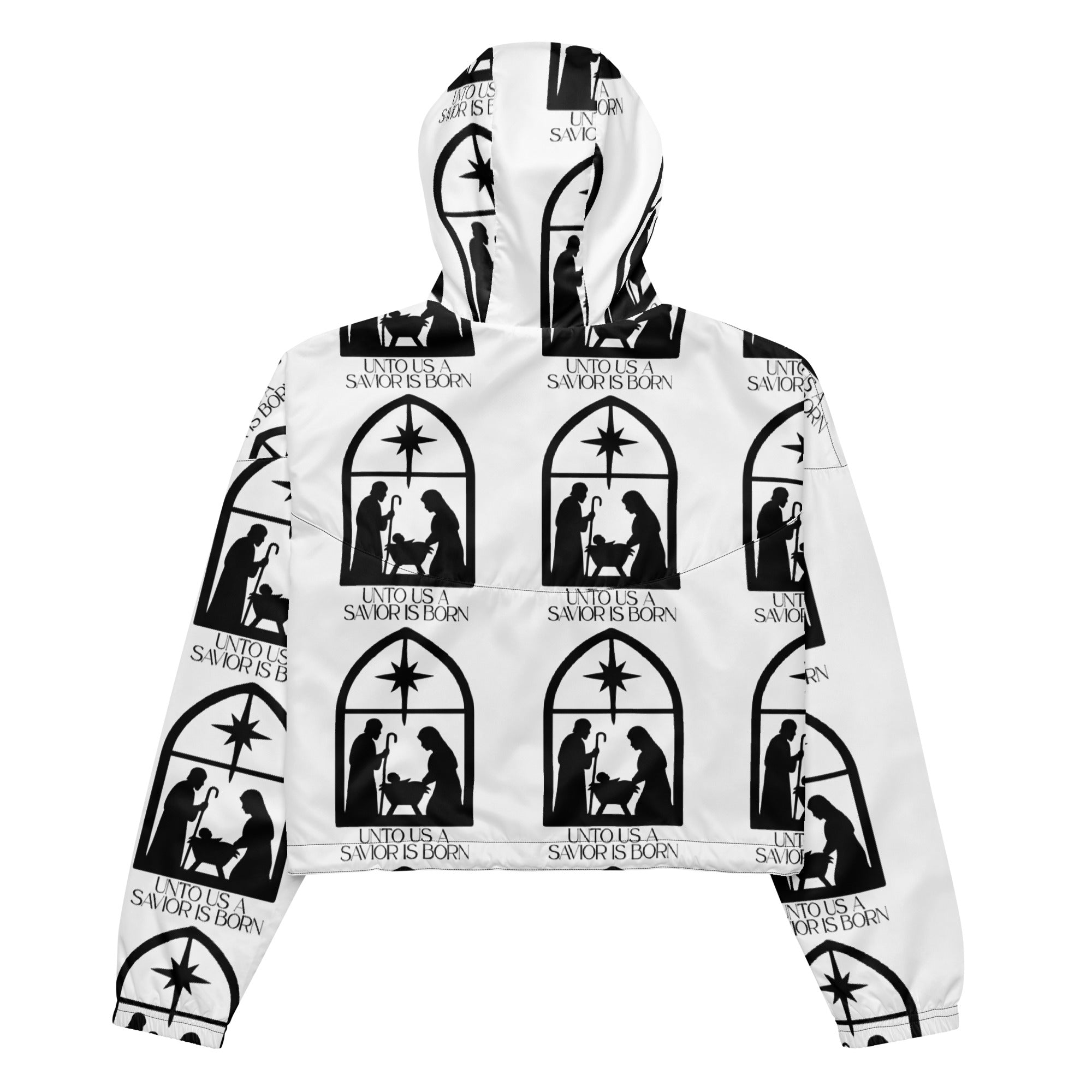 Savior is Born White Biblical Cropped Windbreaker | – RB Designa Co