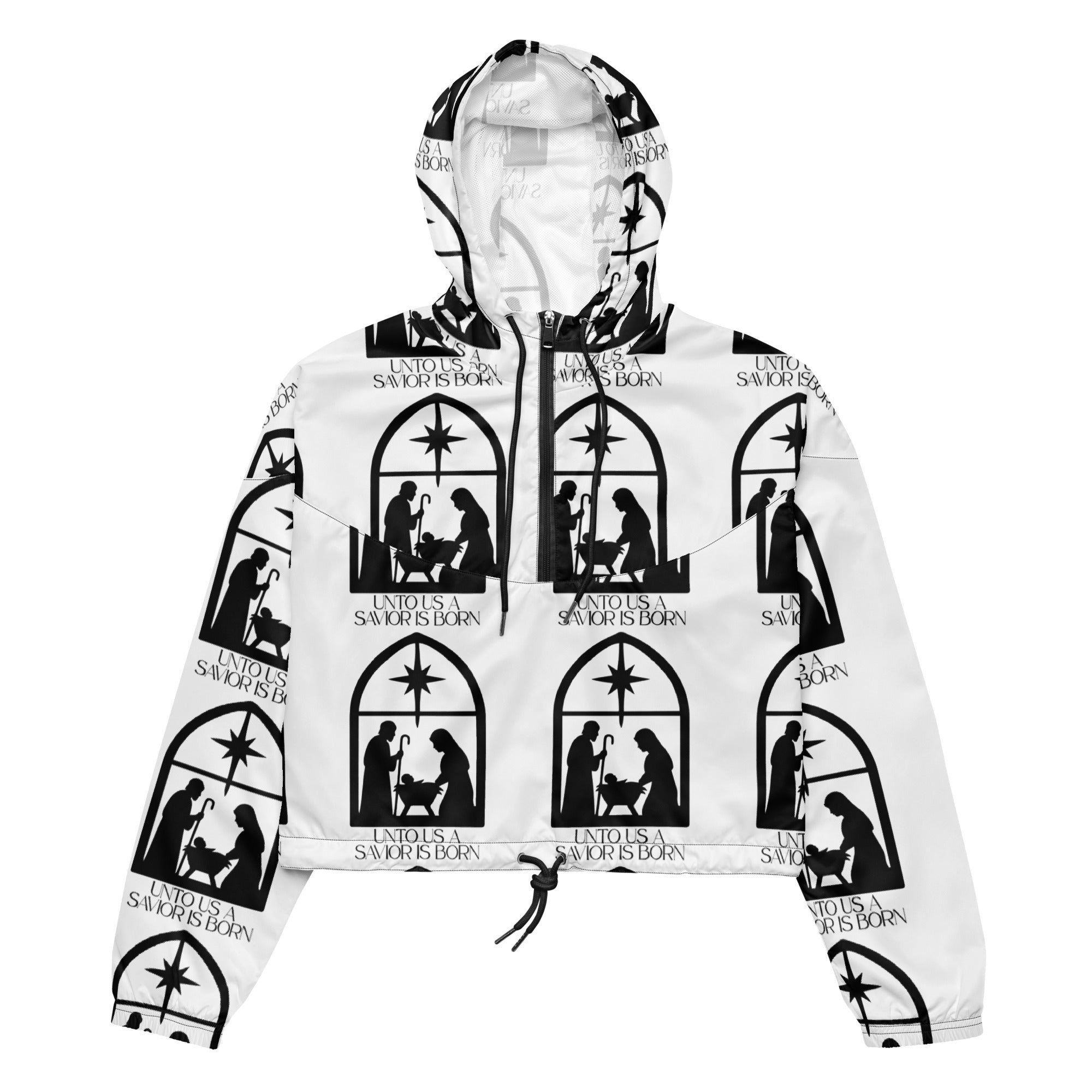 Savior is Born White Biblical Cropped Windbreaker | – RB Designa Co