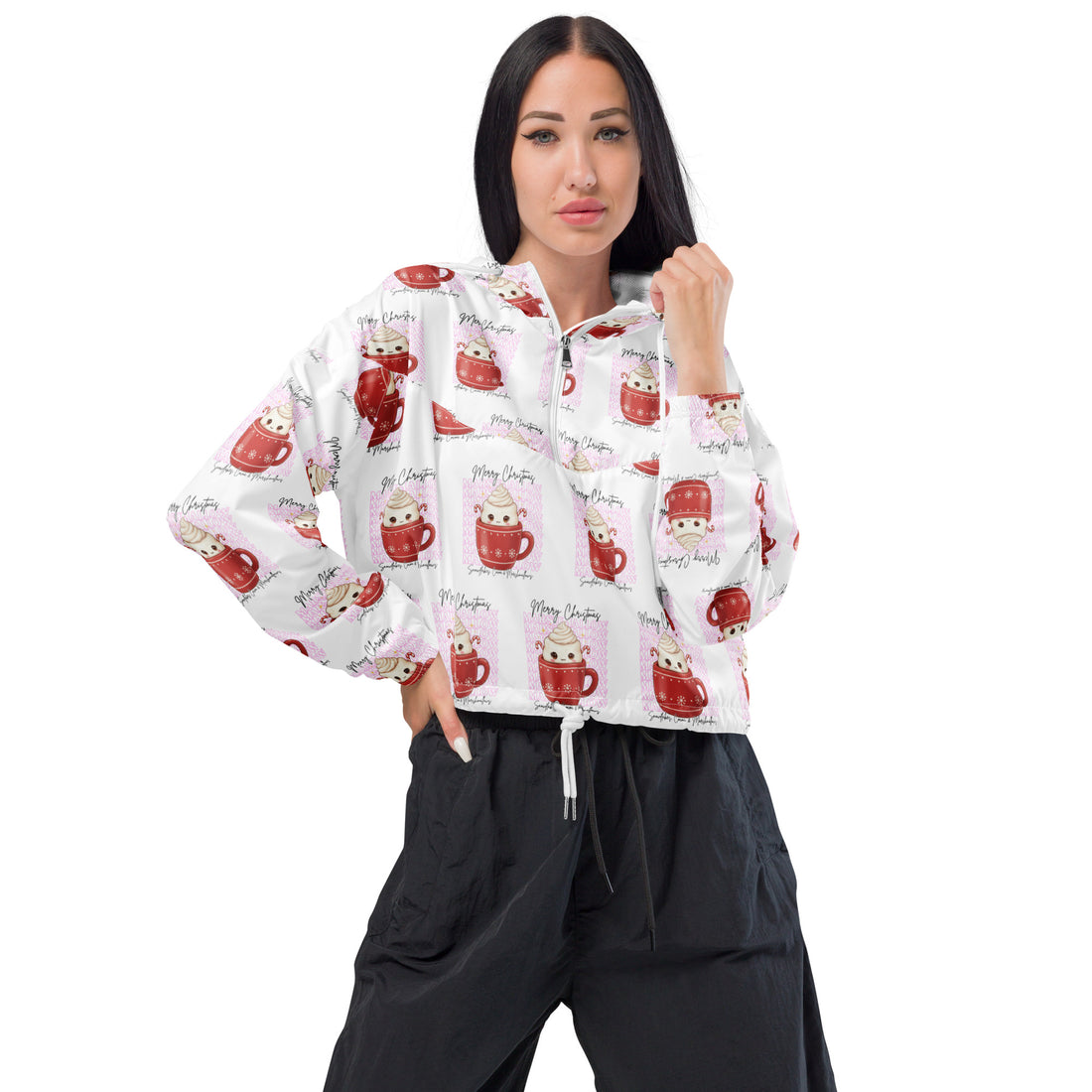 "Marshmallow, Merry Christmas..." | Women’s cropped windbreaker | – RB Designa Co