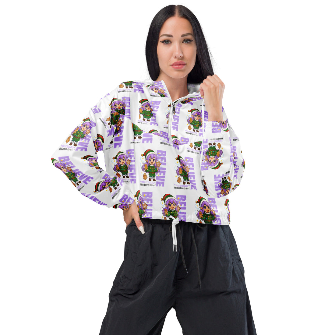 "Believe"- Black | Women’s cropped windbreaker | – RB Designa Co