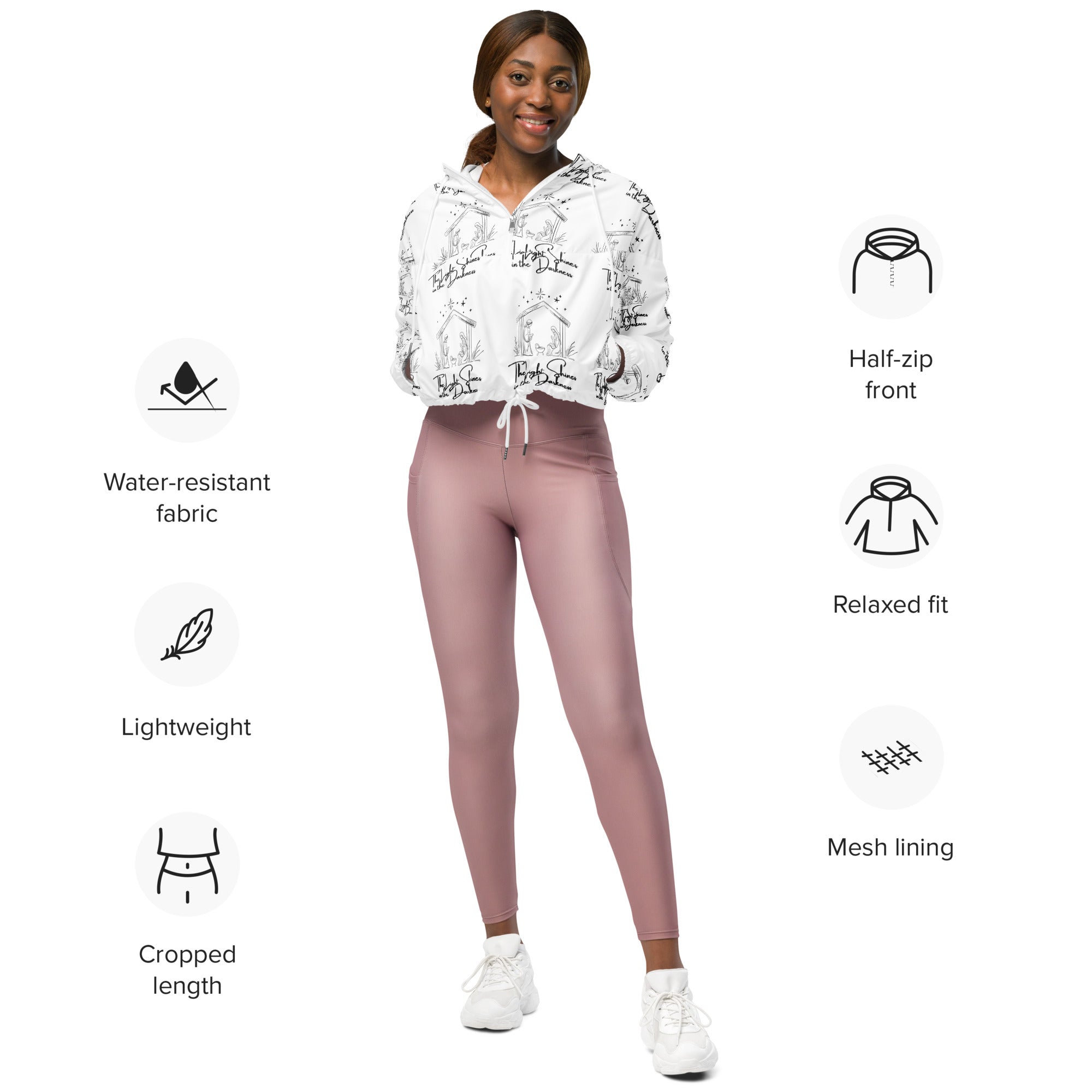 Light in Darkness Biblical Cropped Windbreaker | – RB Designa Co