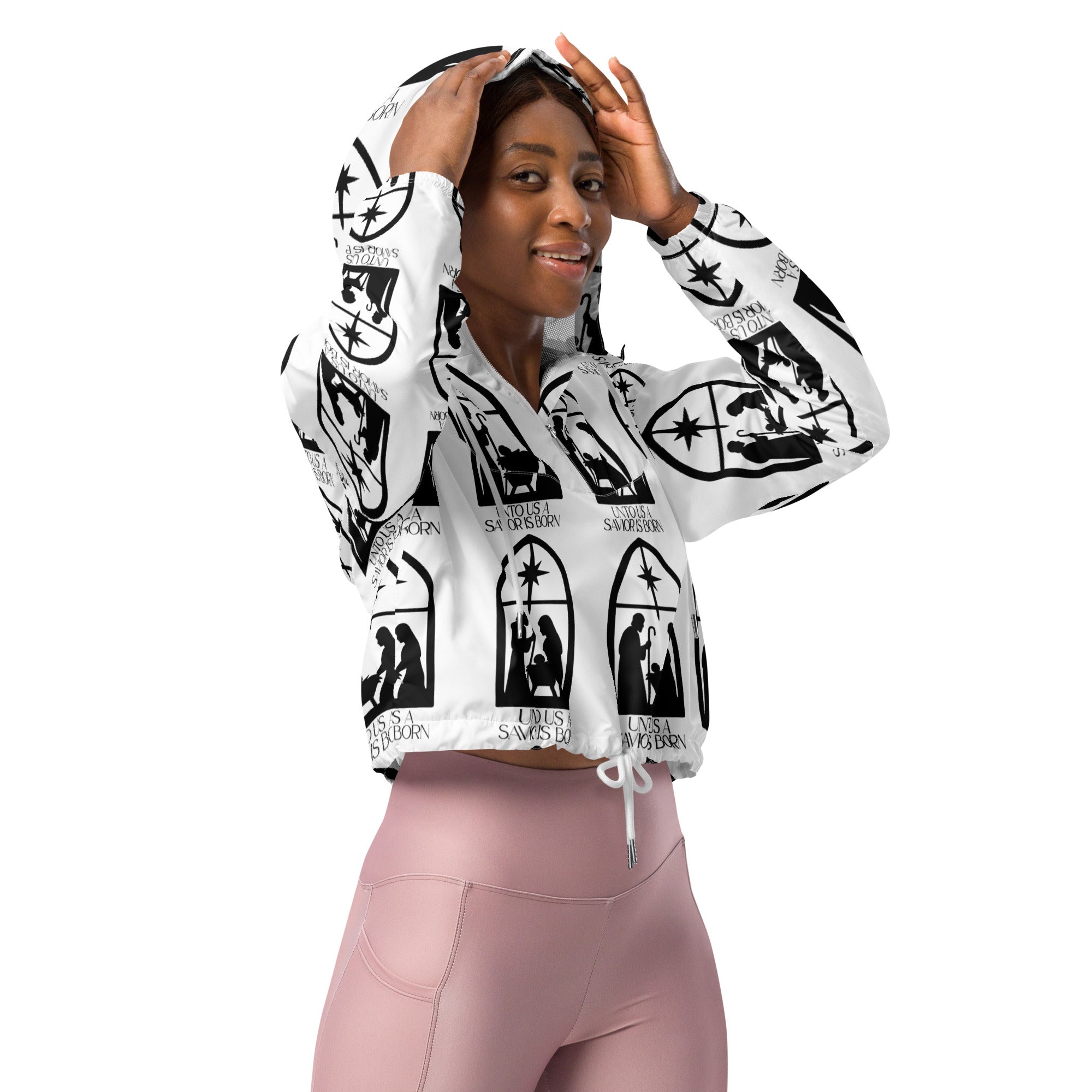 Savior is Born White Biblical Cropped Windbreaker | – RB Designa Co