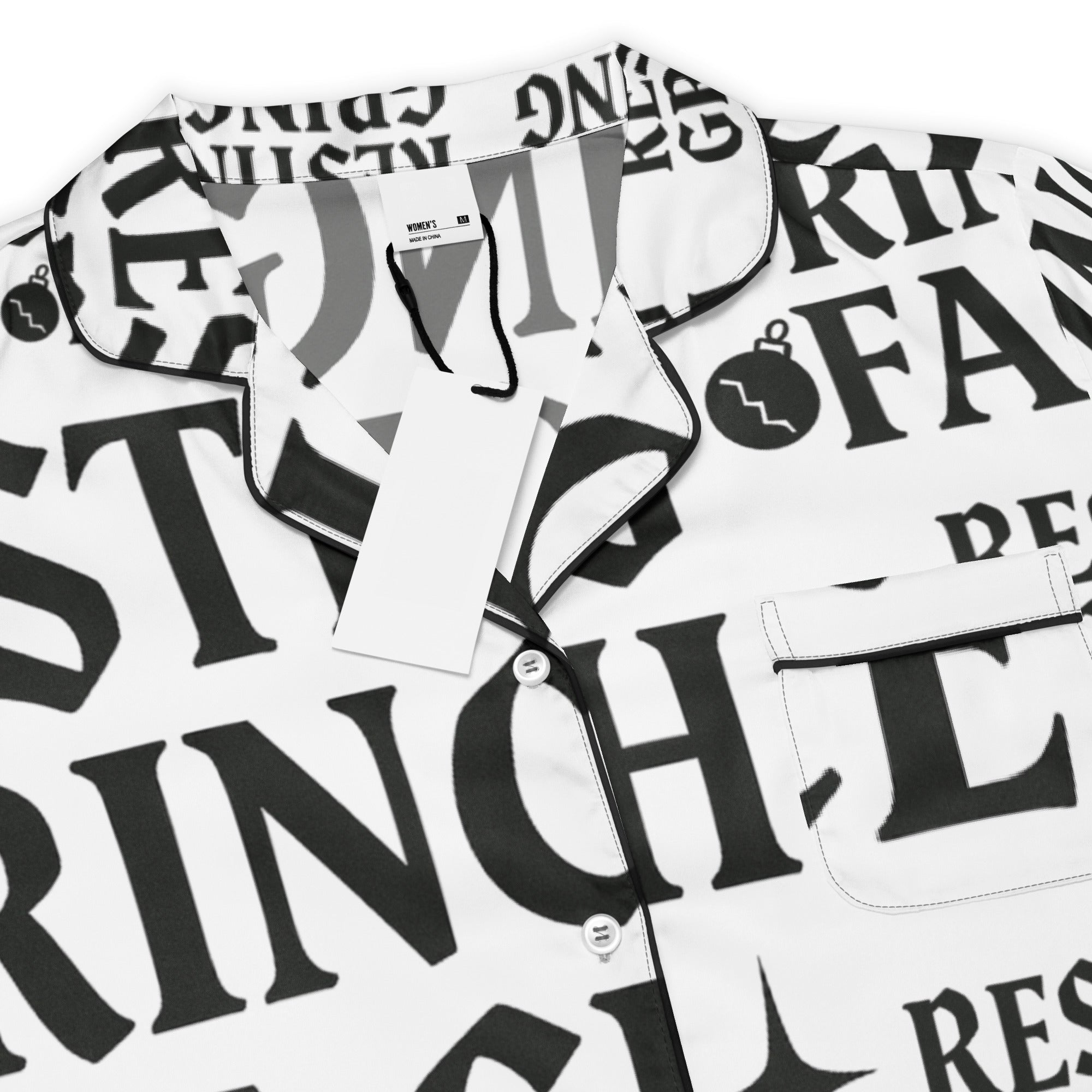 Resting Grinch Face Goth Anti-Christmas / Bah Humbug Long Sleeve Pajama Top | – RB Designa Co