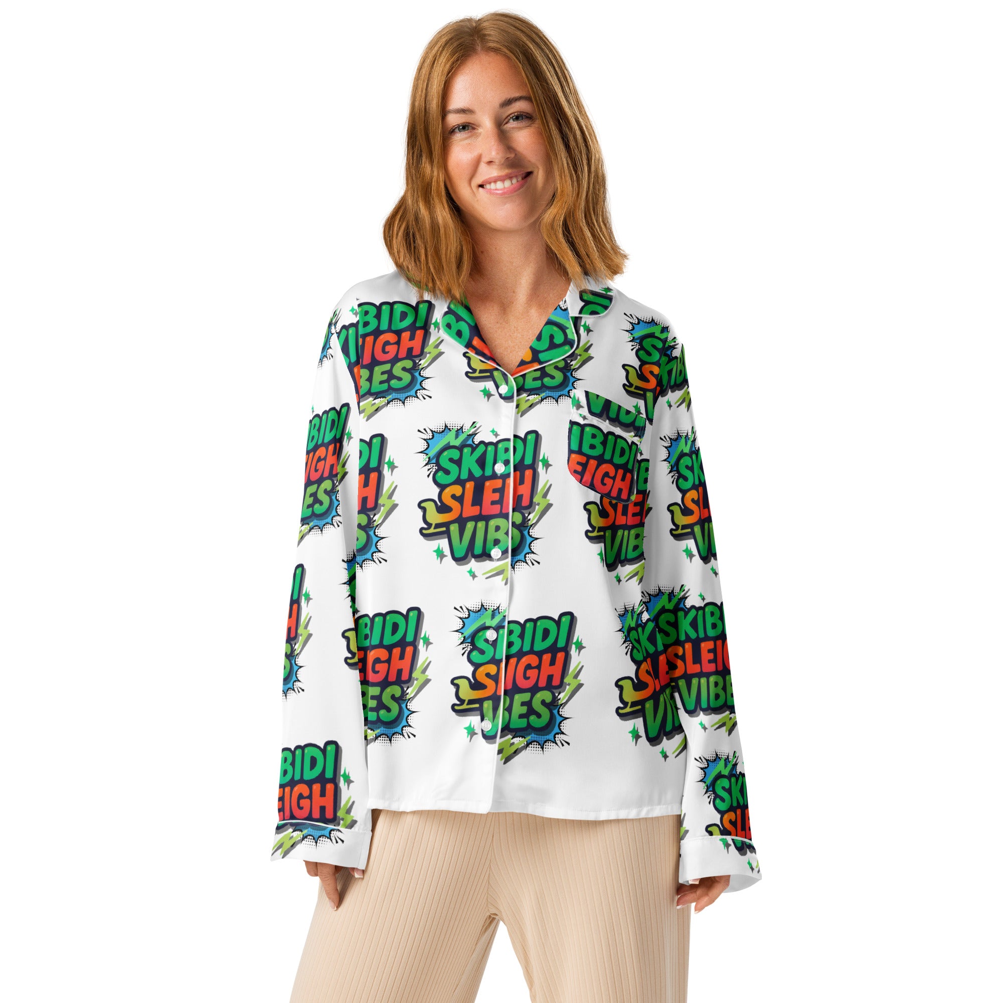 Skibidi Vibes Teen Long Sleeve Pajama Top | – RB Designa Co