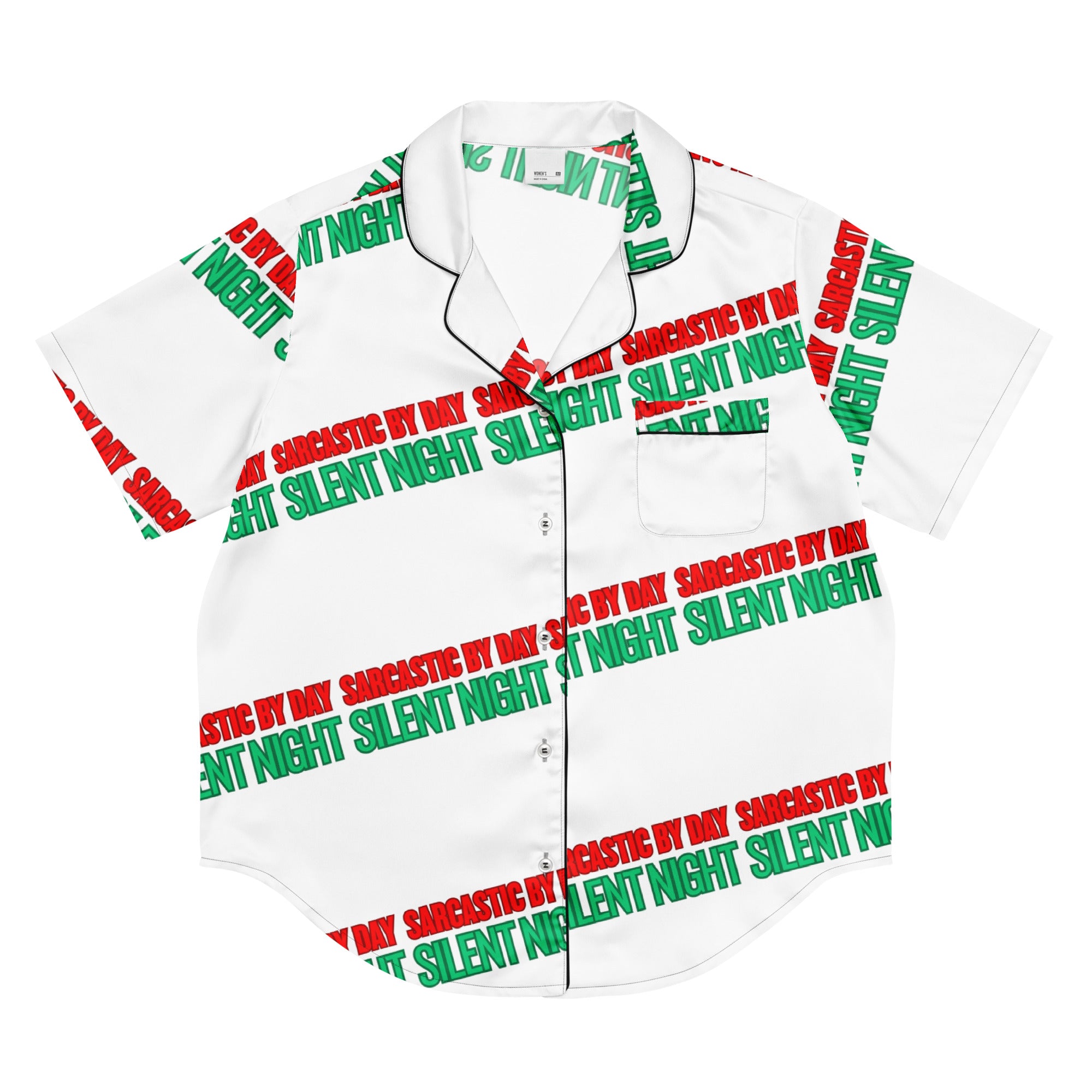 Sarcastic Silent Night Anti-Christmas / Bah Humbug Short-Sleeves Pajama Top | – RB Designa Co