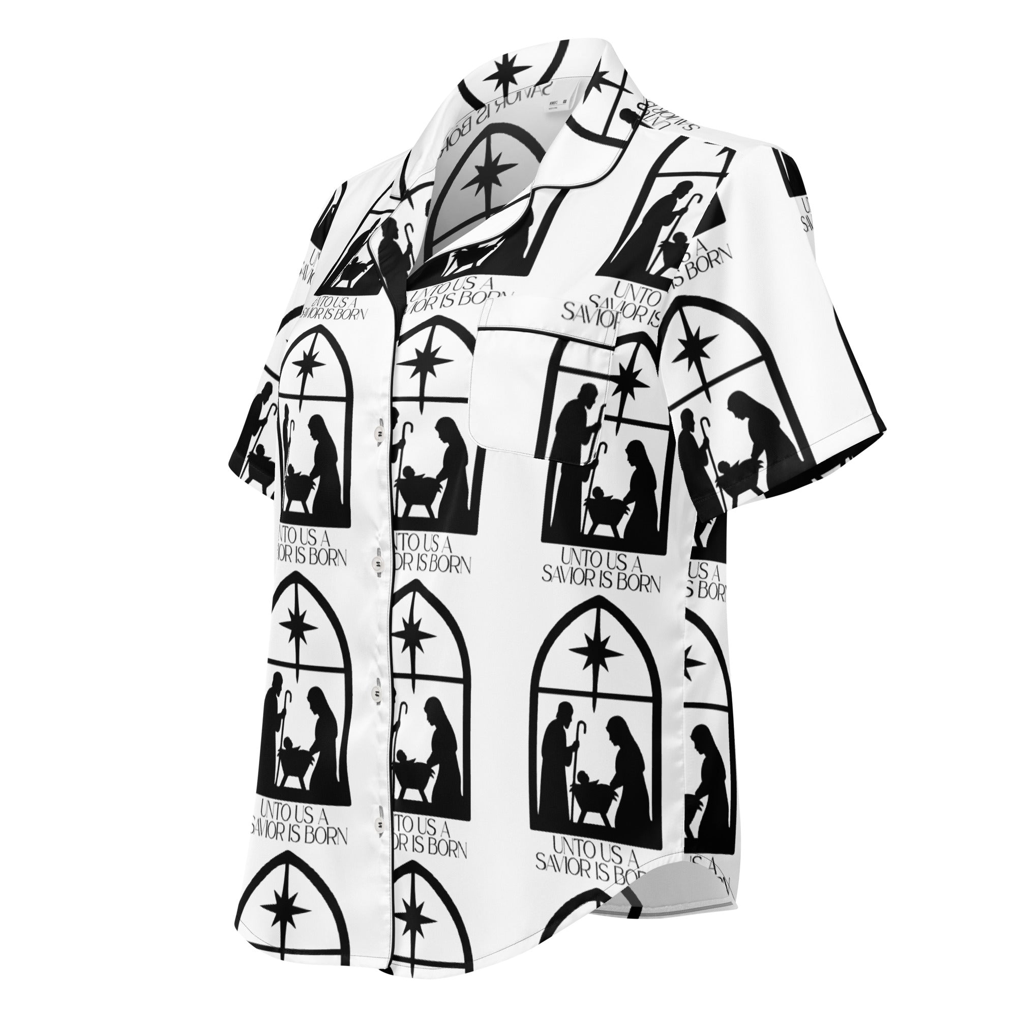 Savior is Born White Biblical Short-Sleeves Pajama Top | – RB Designa Co