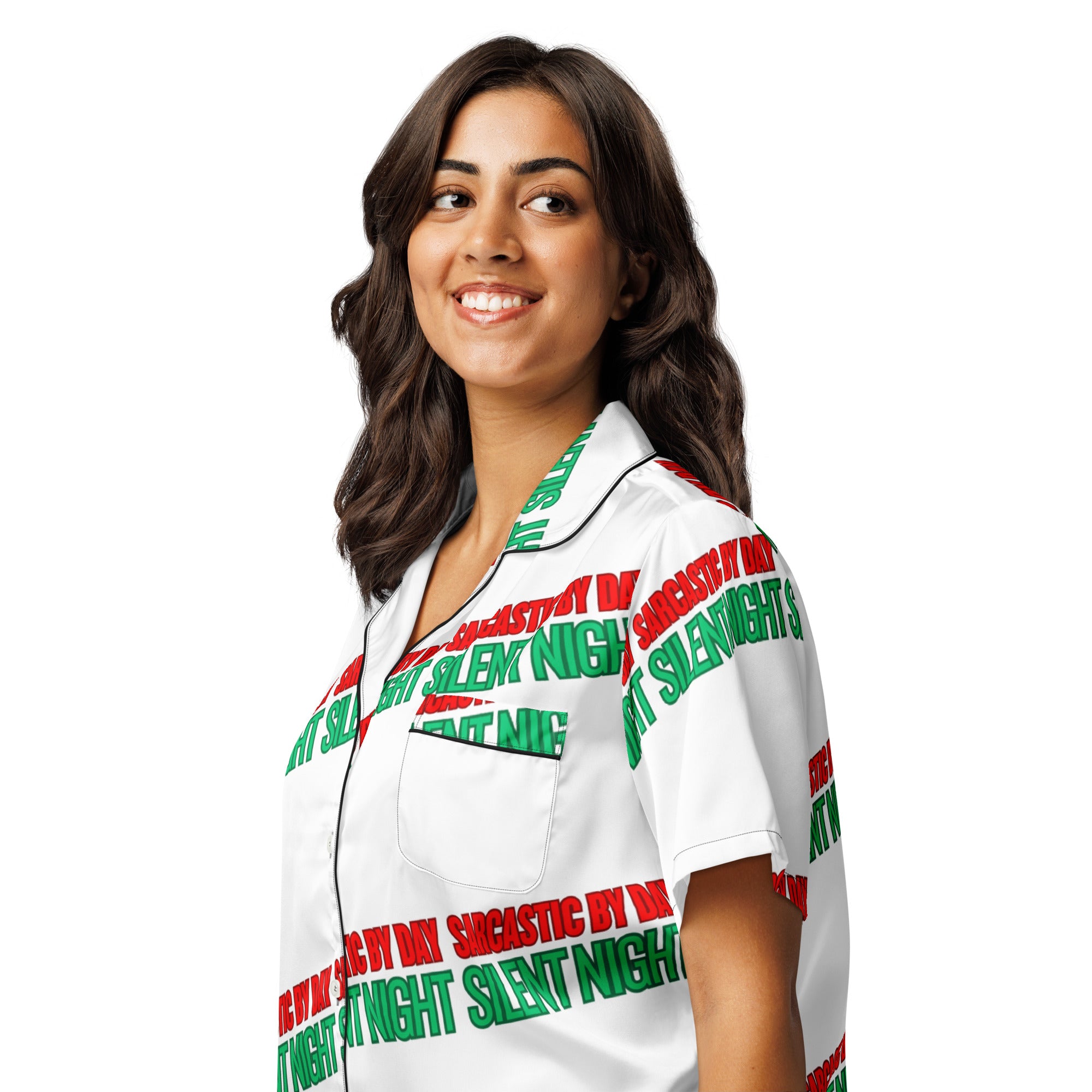 Sarcastic Silent Night Anti-Christmas / Bah Humbug Short-Sleeves Pajama Top | – RB Designa Co