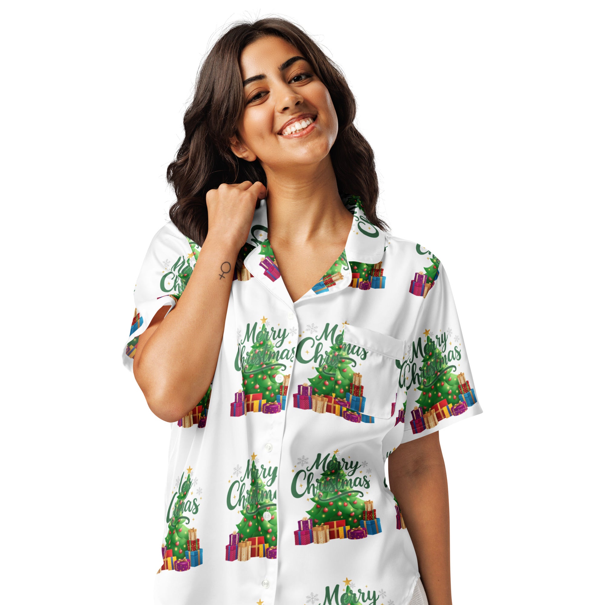 Merry Christmas Green Teen Short-Sleeves Pajama Top | – RB Designa Co