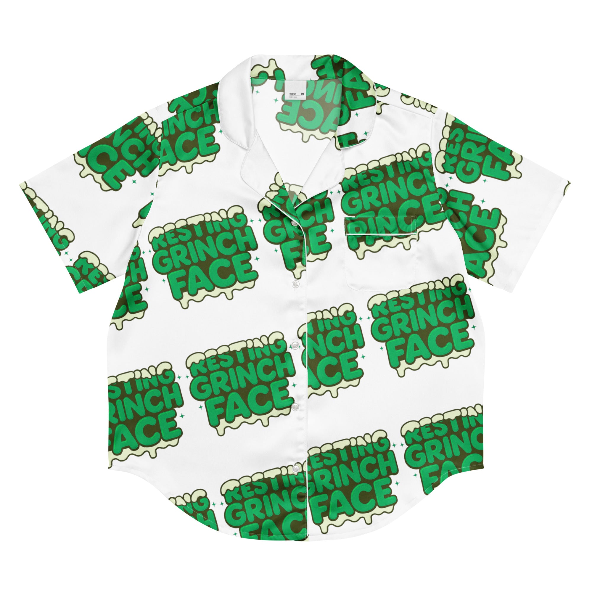 Resting Grinch Face Anti-Christmas / Bah Humbug Short-Sleeves Pajama Top | – RB Designa Co