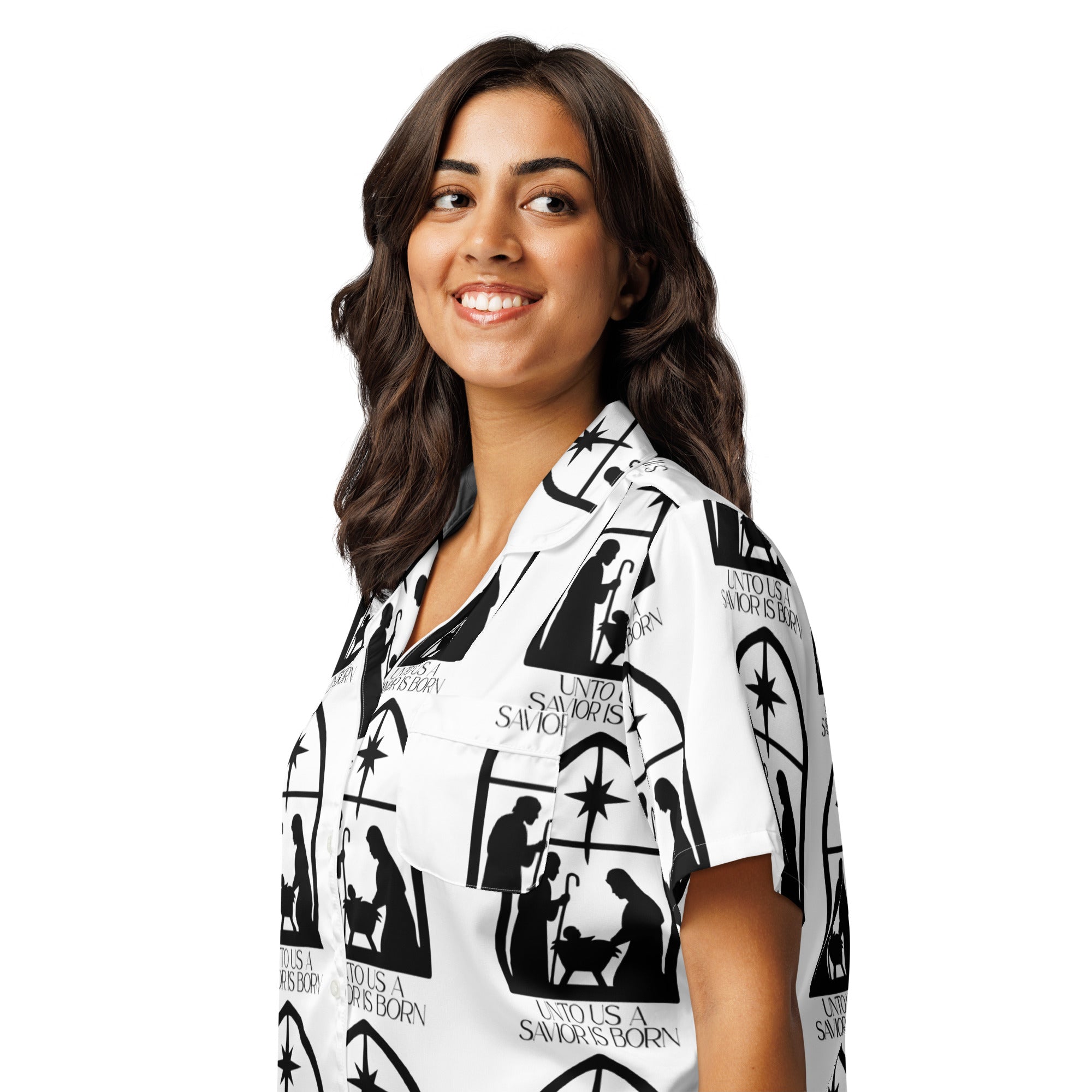 Savior is Born White Biblical Short-Sleeves Pajama Top | – RB Designa Co