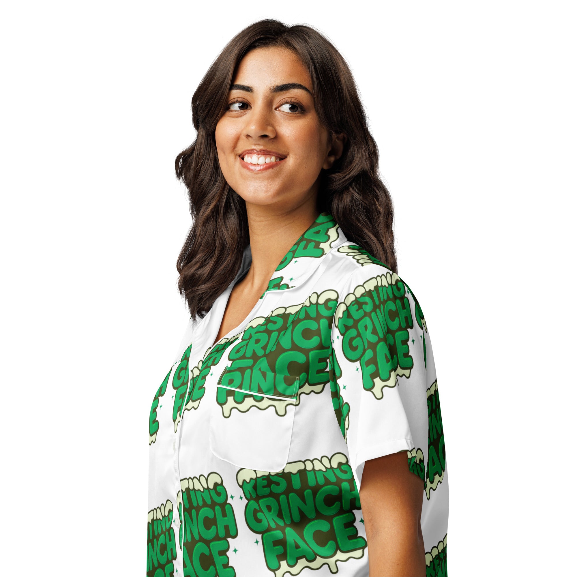 Resting Grinch Face Anti-Christmas / Bah Humbug Short-Sleeves Pajama Top | – RB Designa Co