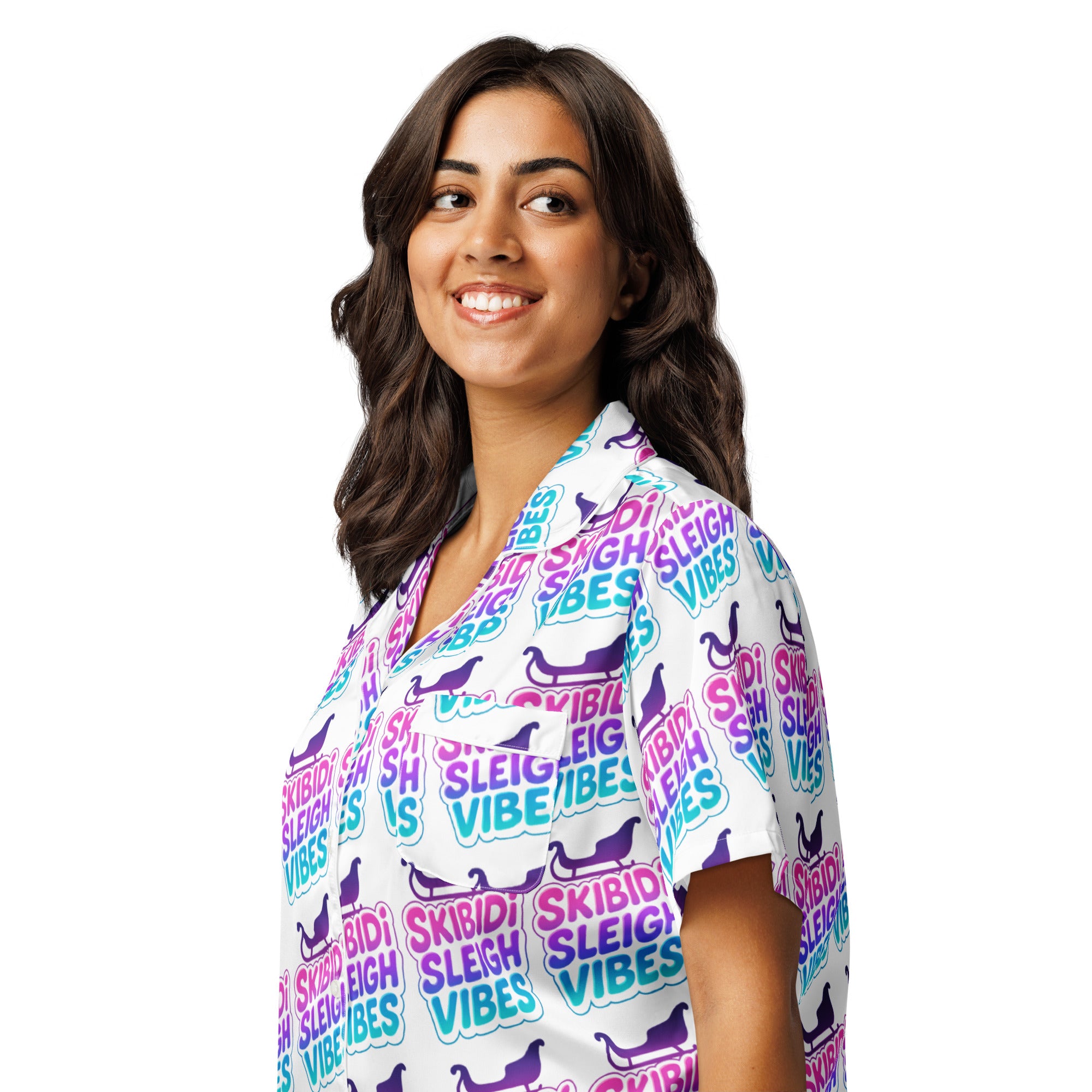 Skibidi Sleigh Teen Short-Sleeves Pajama Top | – RB Designa Co