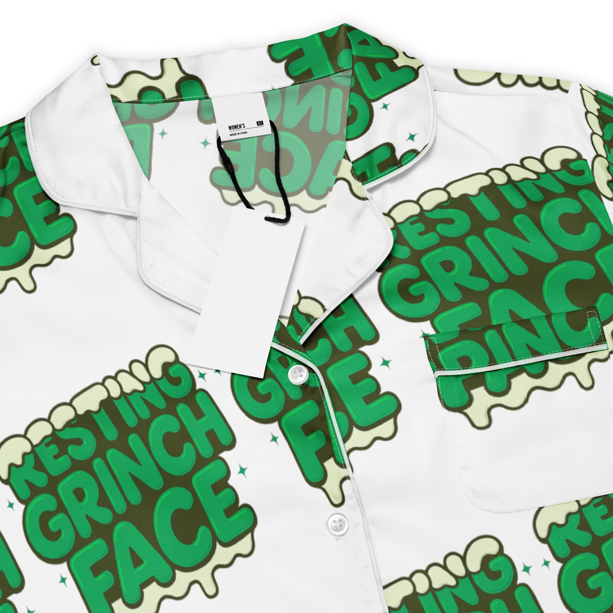 Resting Grinch Face Anti-Christmas / Bah Humbug Short-Sleeves Pajama Top | – RB Designa Co