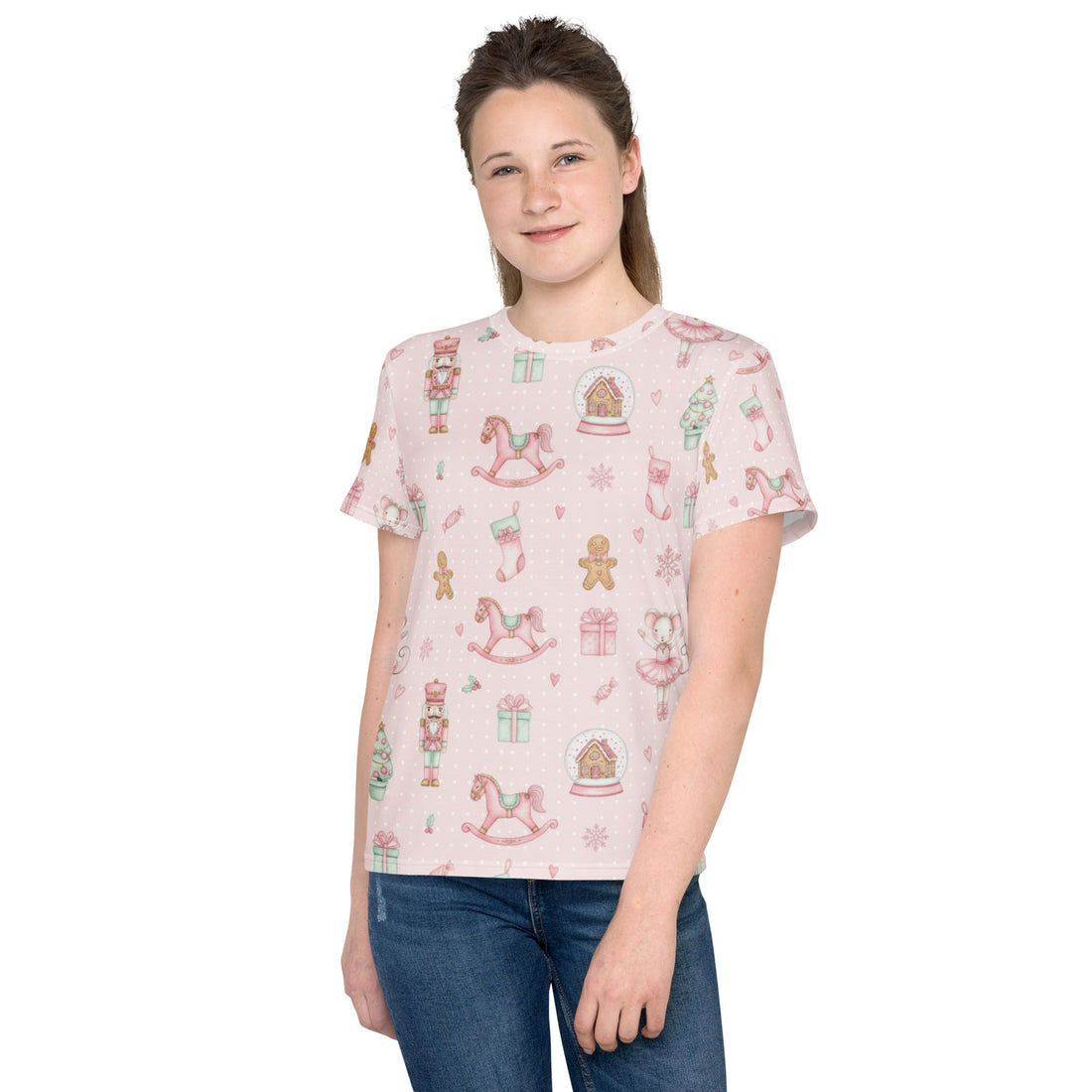 "Sweet Pink Holiday Toys Pattern” | Youth crew neck t-shirt | – RB Designa Co
