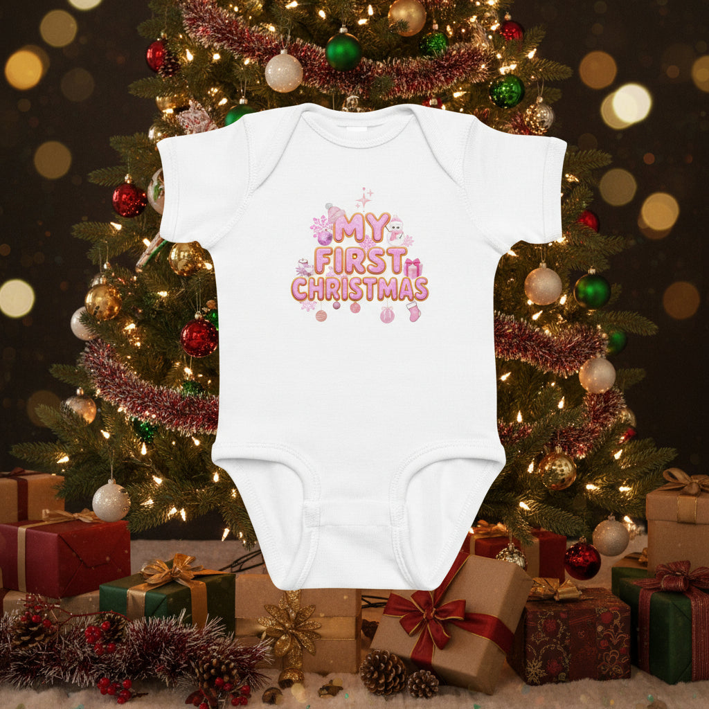 My First Christmas Pink Kids and Babies Onesie Bodysuit | – RB Designa Co