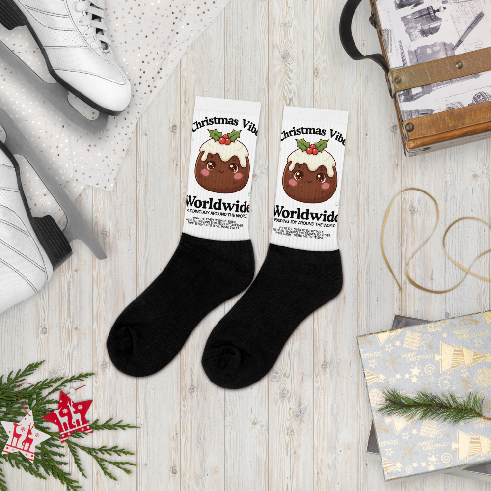 "Christmas Vibes Worldwide..."- Black | Socks